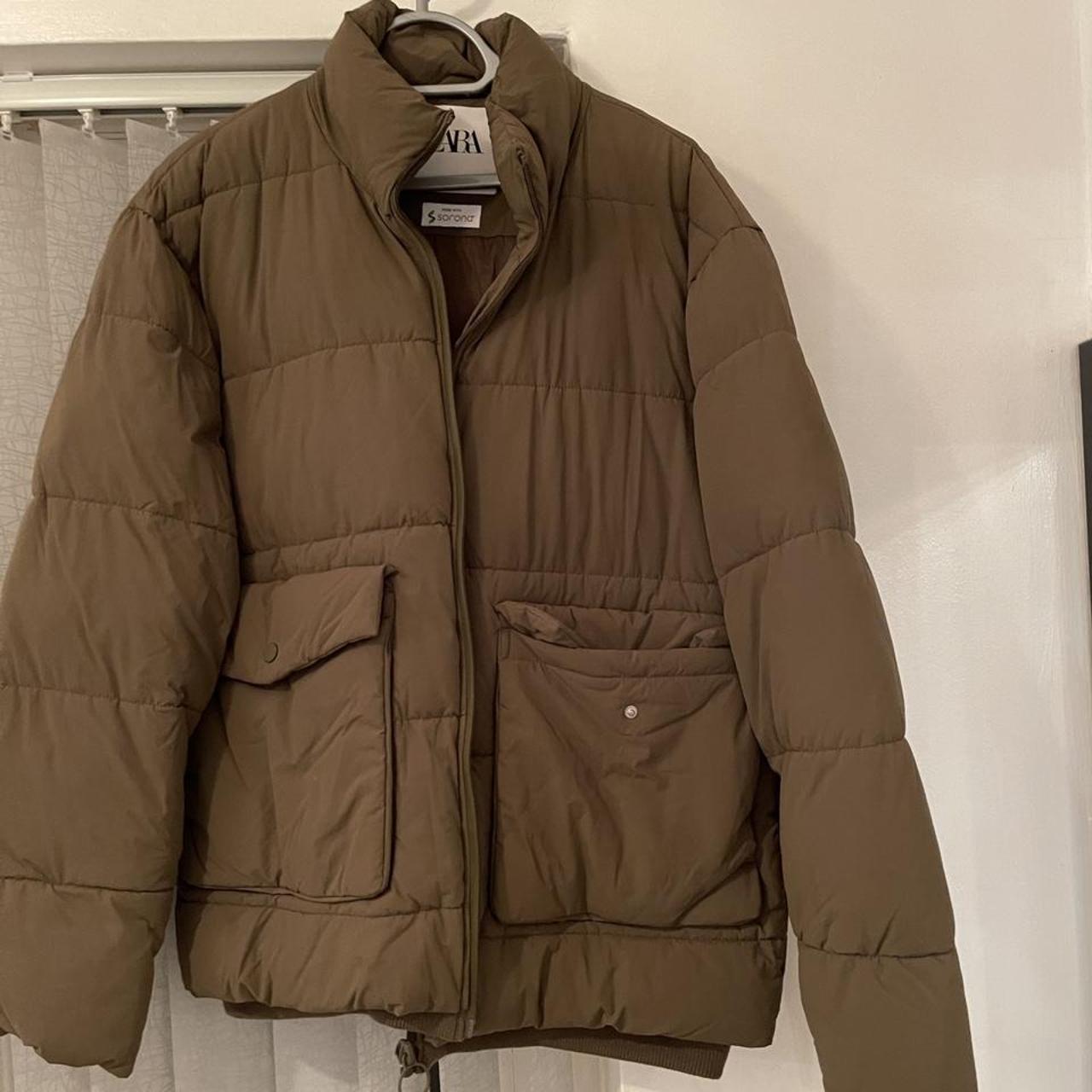 zara khaki puffer jacket