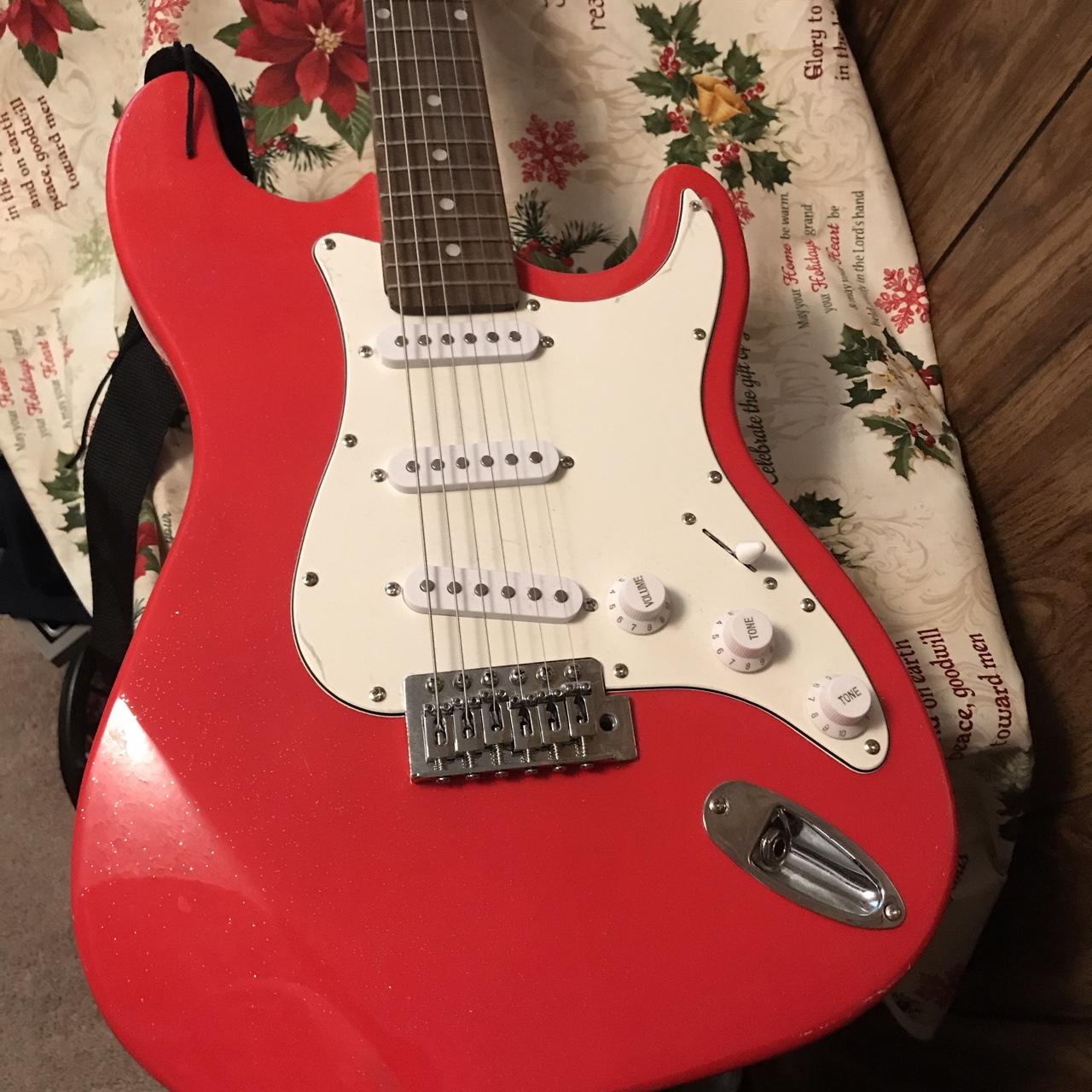 Red glitter Mahar electric guitar!!!!! In perfect... Depop