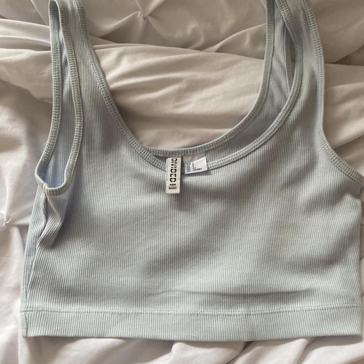 Baby blue crop top From H&M Size small (8) worn,... Depop
