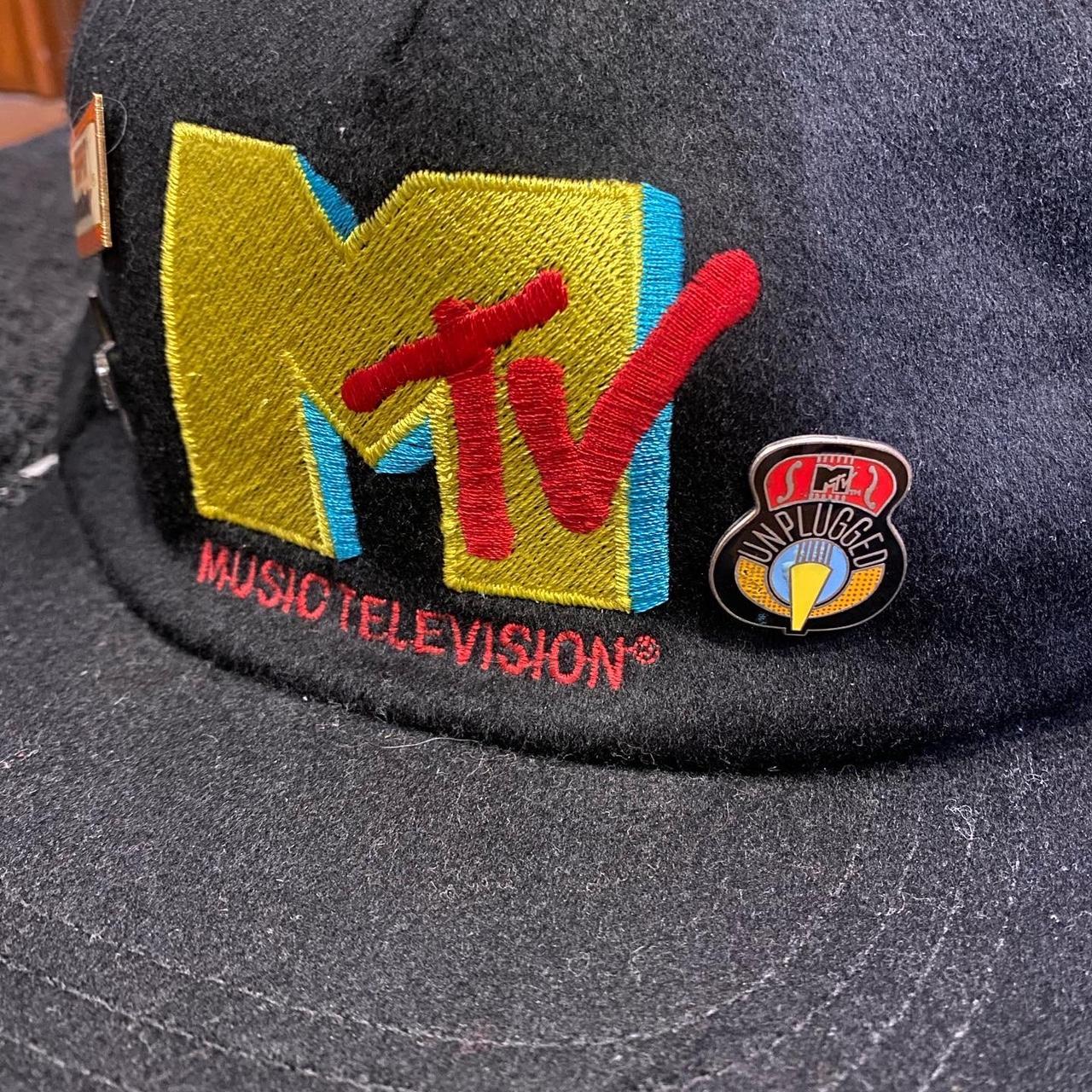 90s Vintage MTV Music Television Black Wool Snapback... - Depop