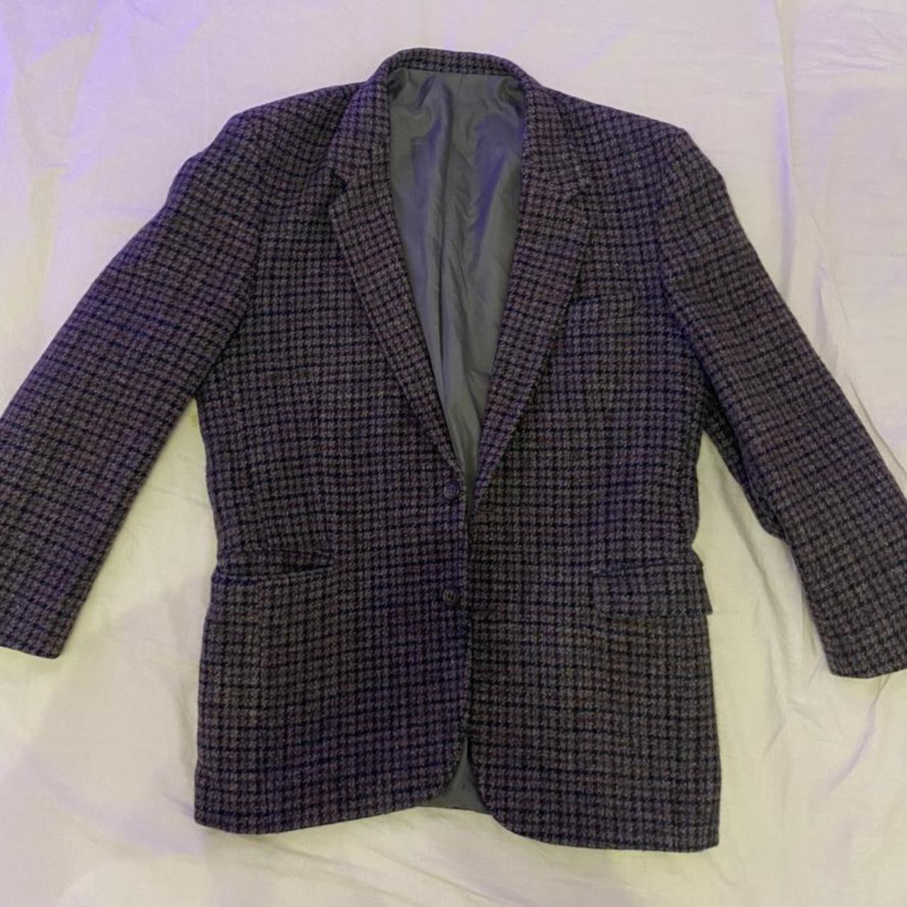 Vintage Harris Tweed dark purple tweed blazer !! I... - Depop