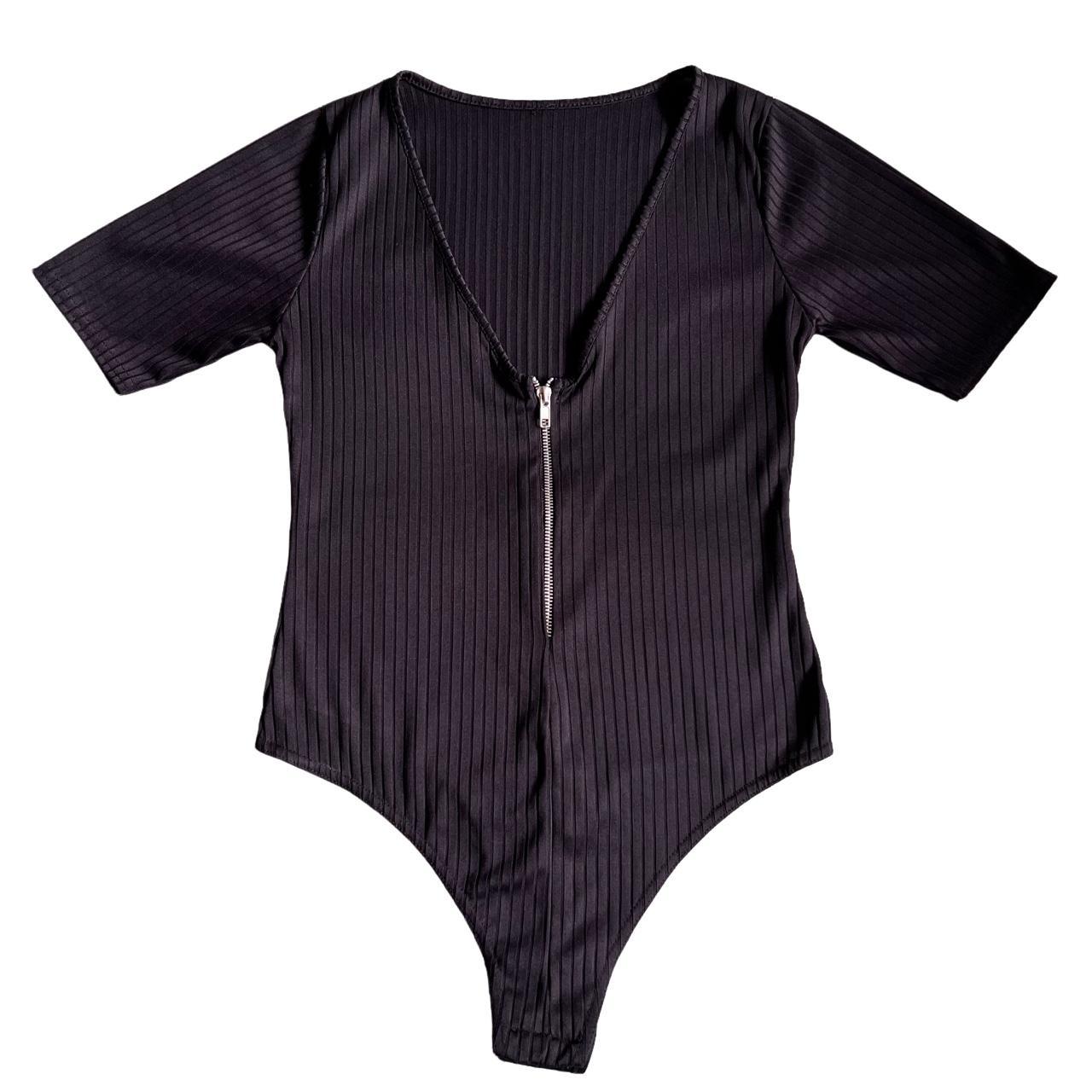 Black bodysuit with zip front Size 10 Excellent... Depop