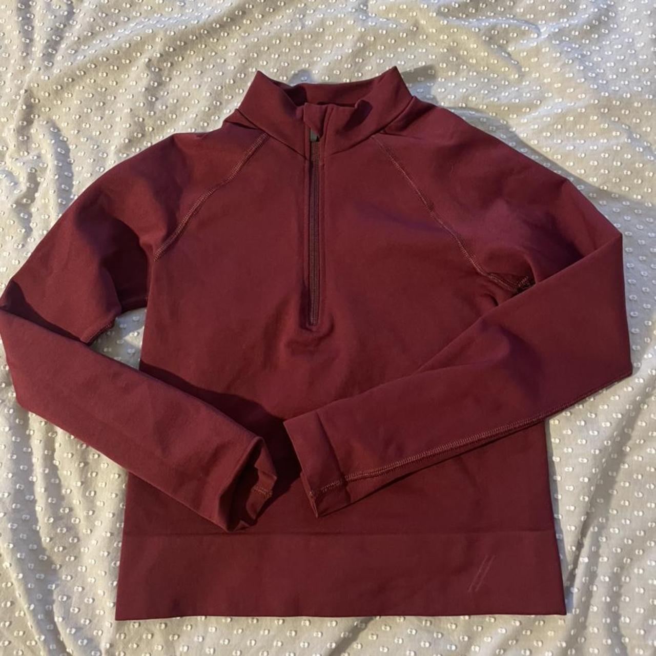 Tala aster zip crop long sleeve top in burgundy Depop
