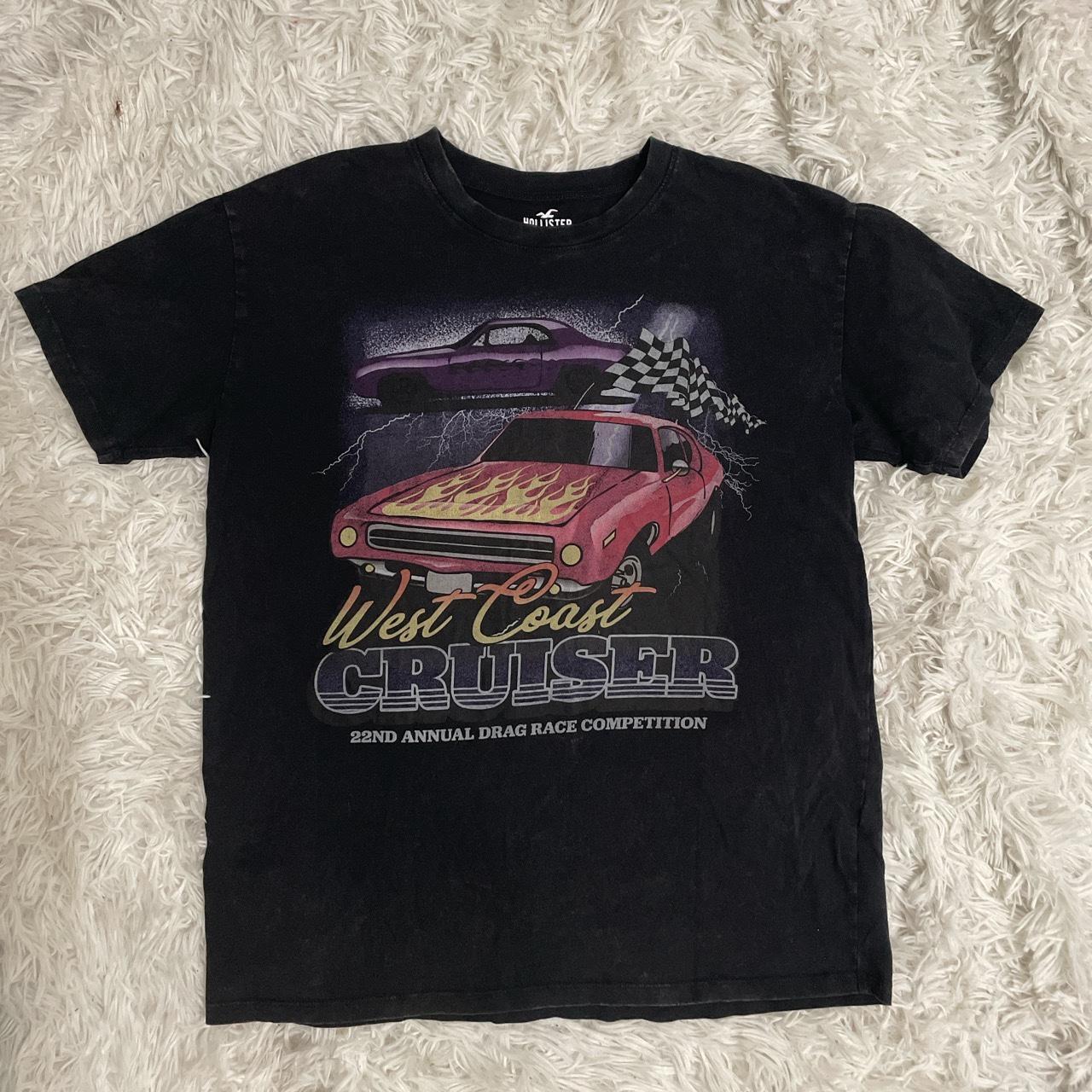 hollister vintage oversized car t-shirt - size xs... - Depop