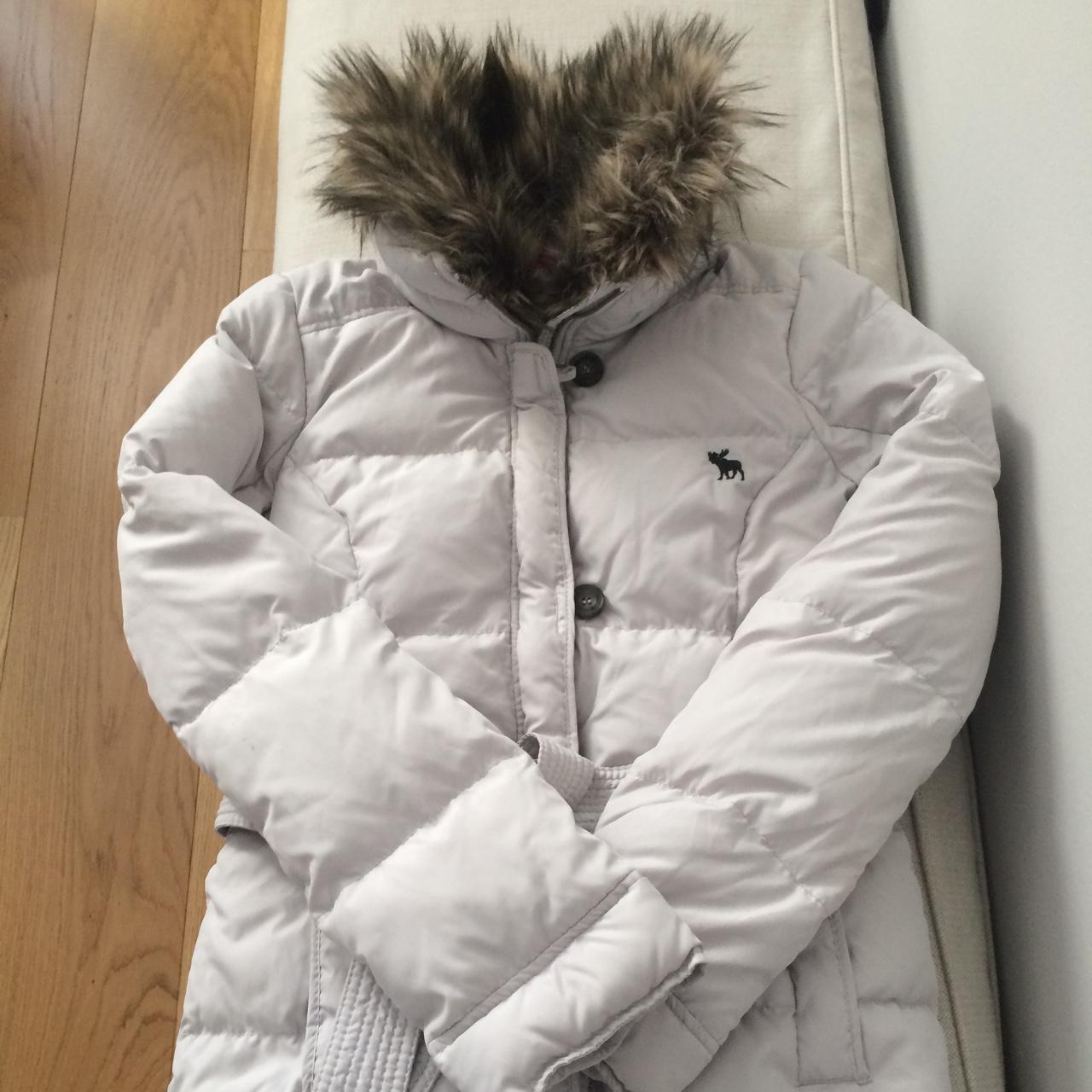 Abercrombie And Fitch White Fur Jacket Fur Hood Abercrombie White