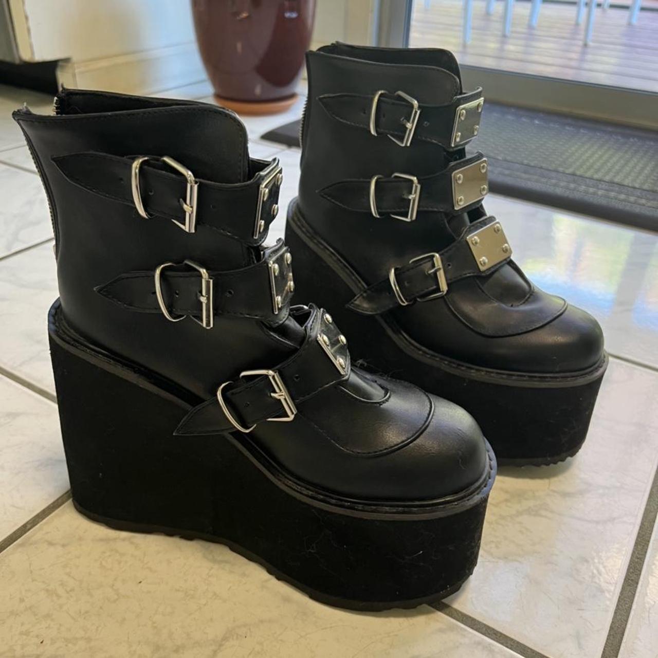 Buckle Demonia Matte Low Trinity Boots Demonia Low Trinity Swing