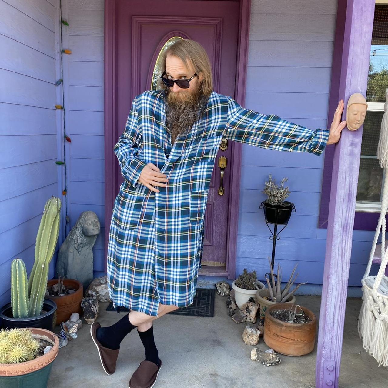 Vintage Towncraft multicolored plaid mens house robe... Depop