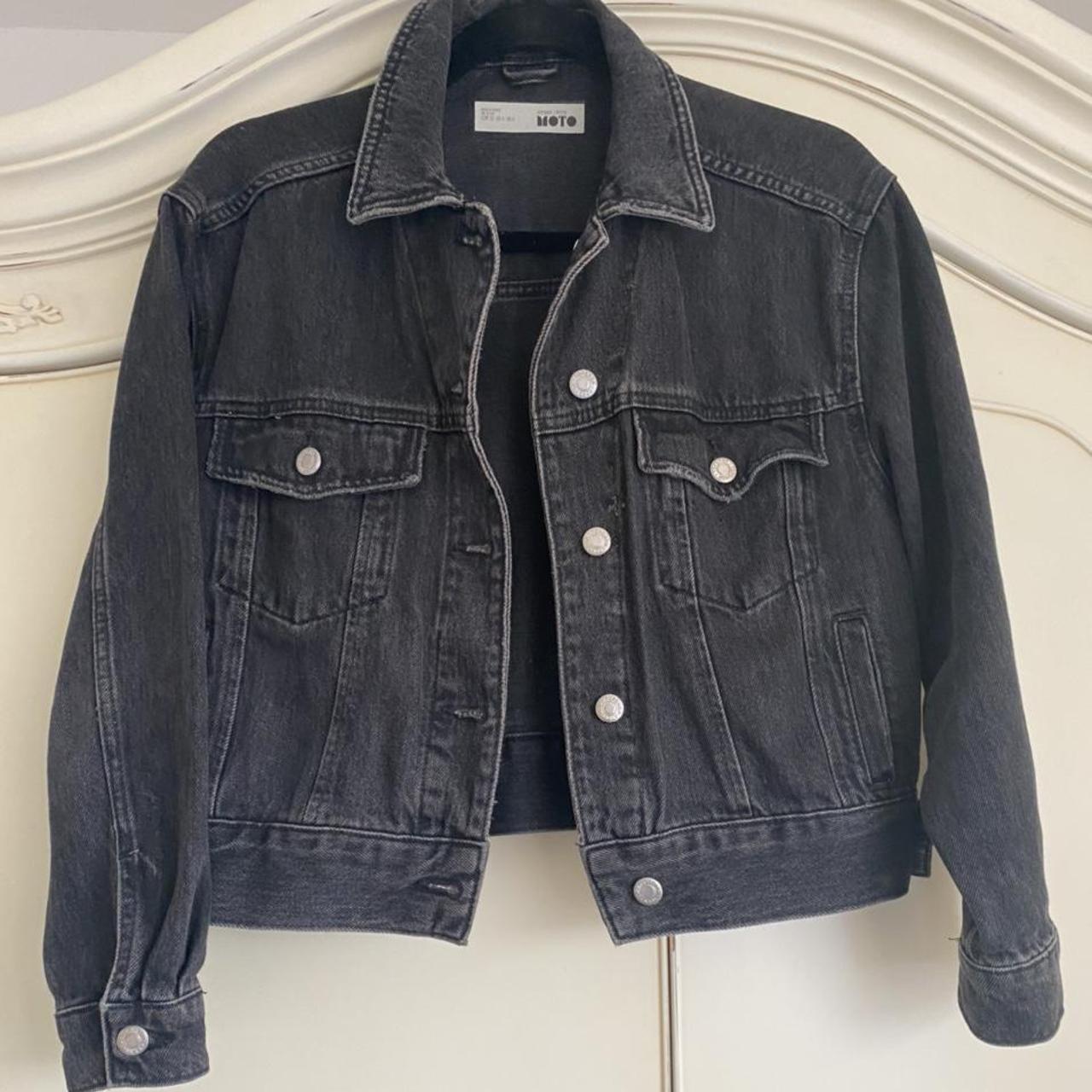 topshop washed black cropped denim jacket