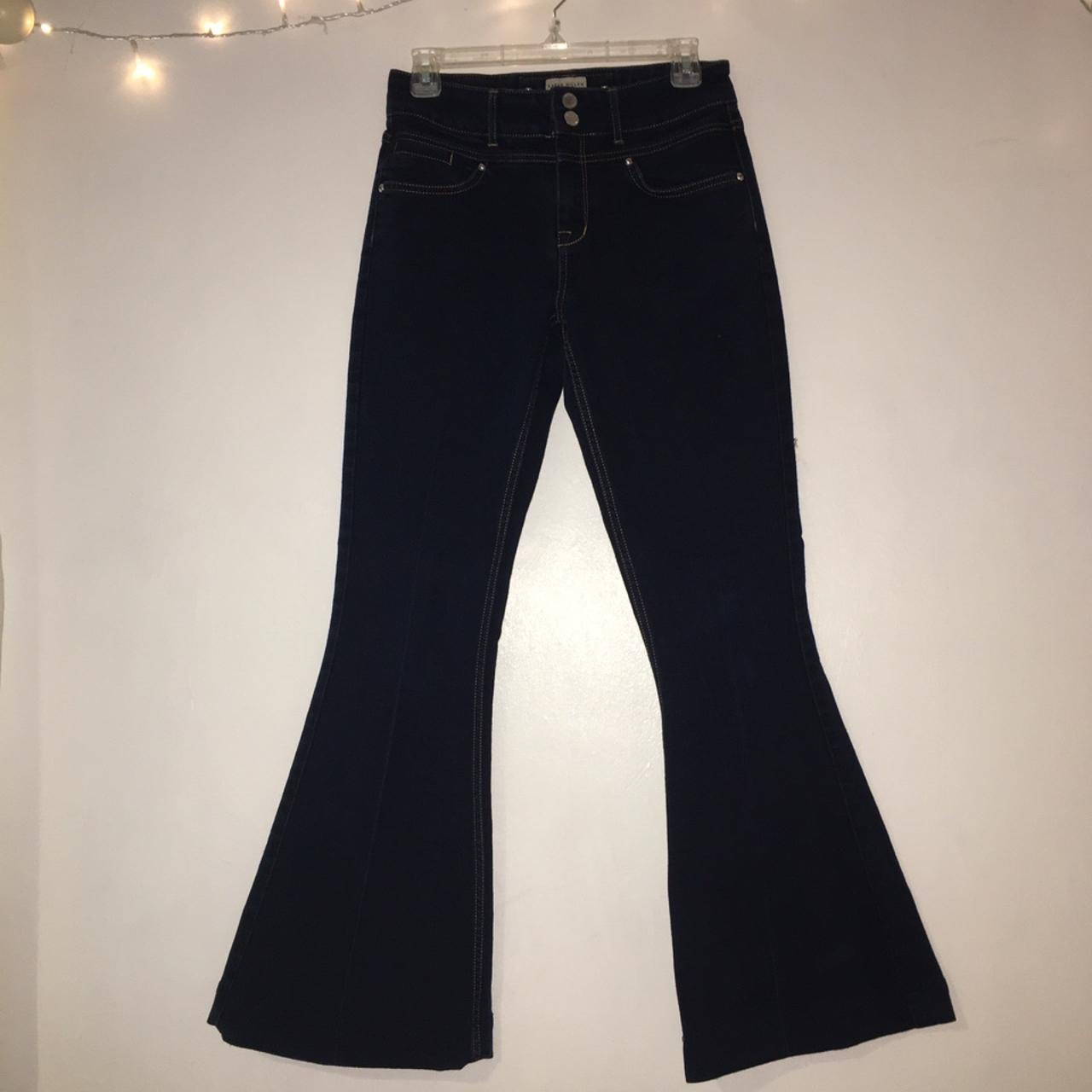 Karen Millen Dark blue denim flared jeans size... - Depop