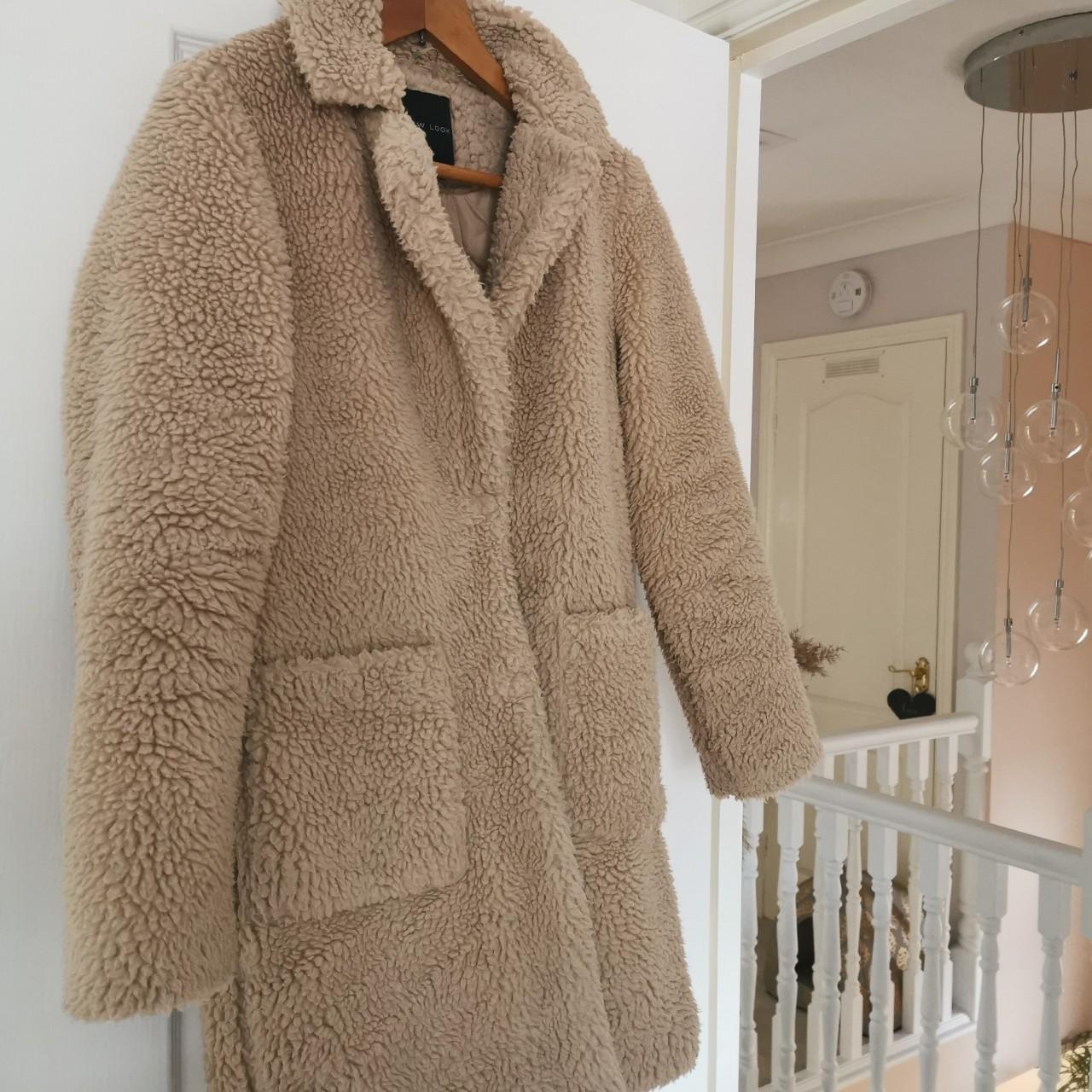 new look teddy coat beige