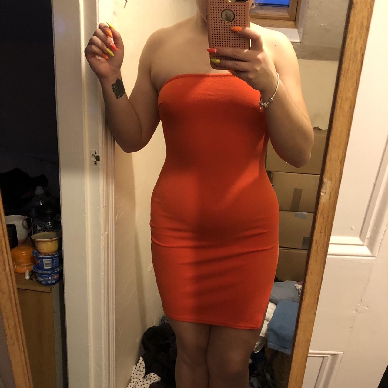 orange boob tube dress