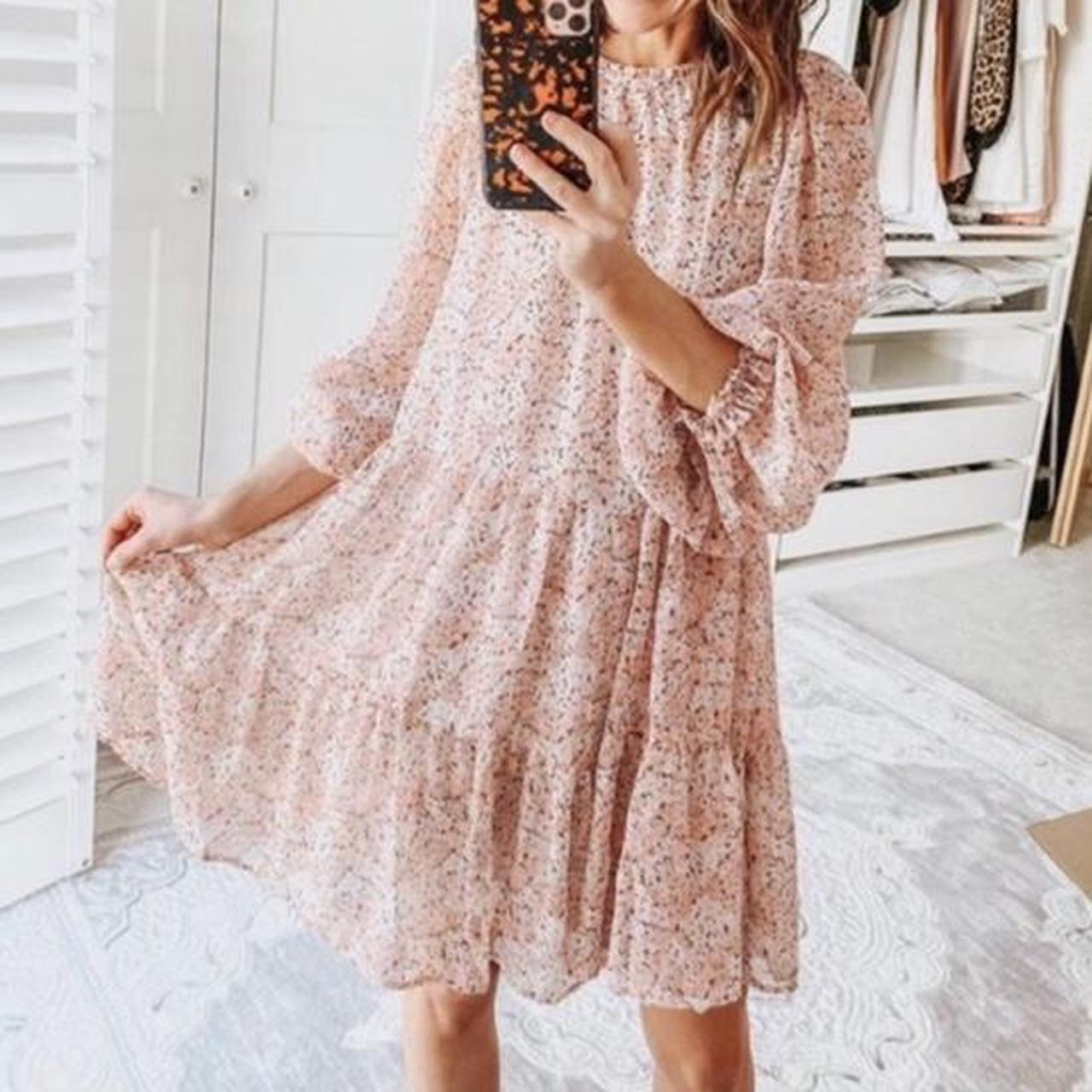 H&m pink floral clearance dress