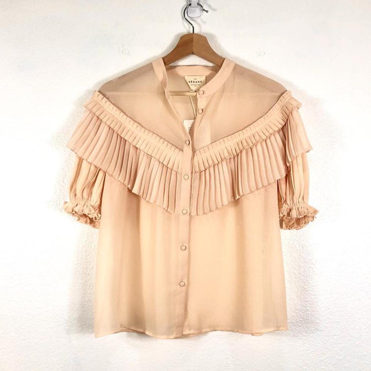 Sezane Tomette Shirt Pale Pink FR 36 / US... - Depop