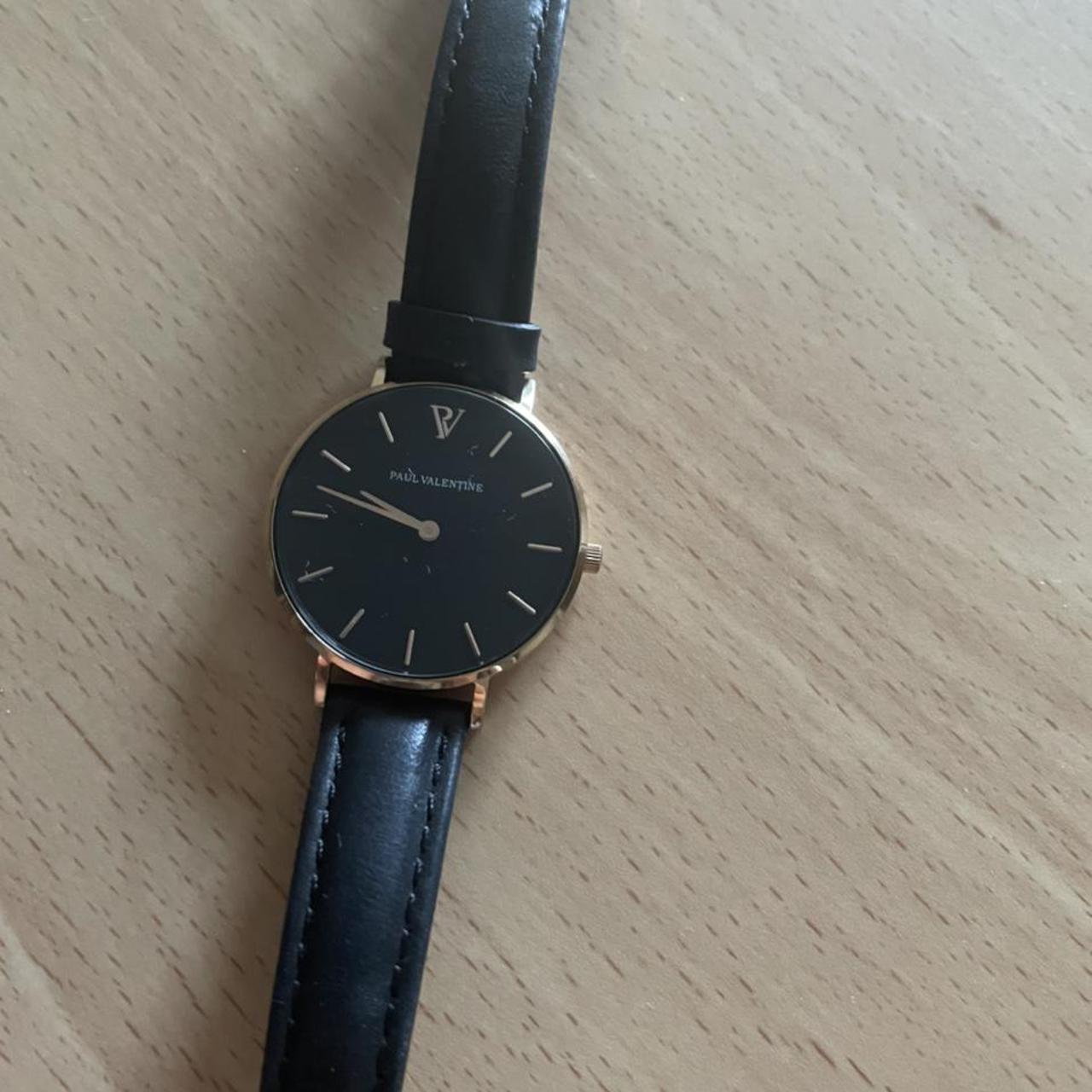 Paul Valentine Black and Rose Gold Watch Hardly worn Depop