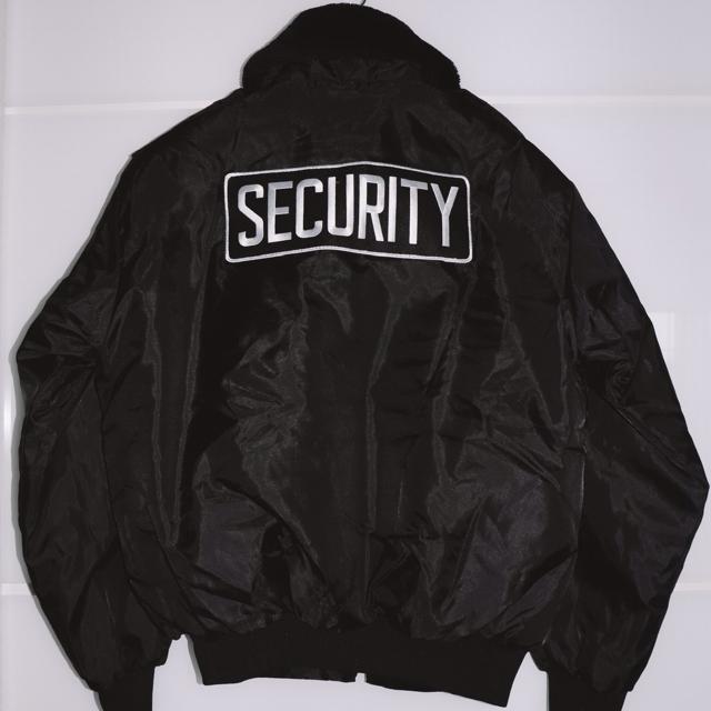 ON HOLD** PRICE $40 SECURITY bomber jacket with - Depop