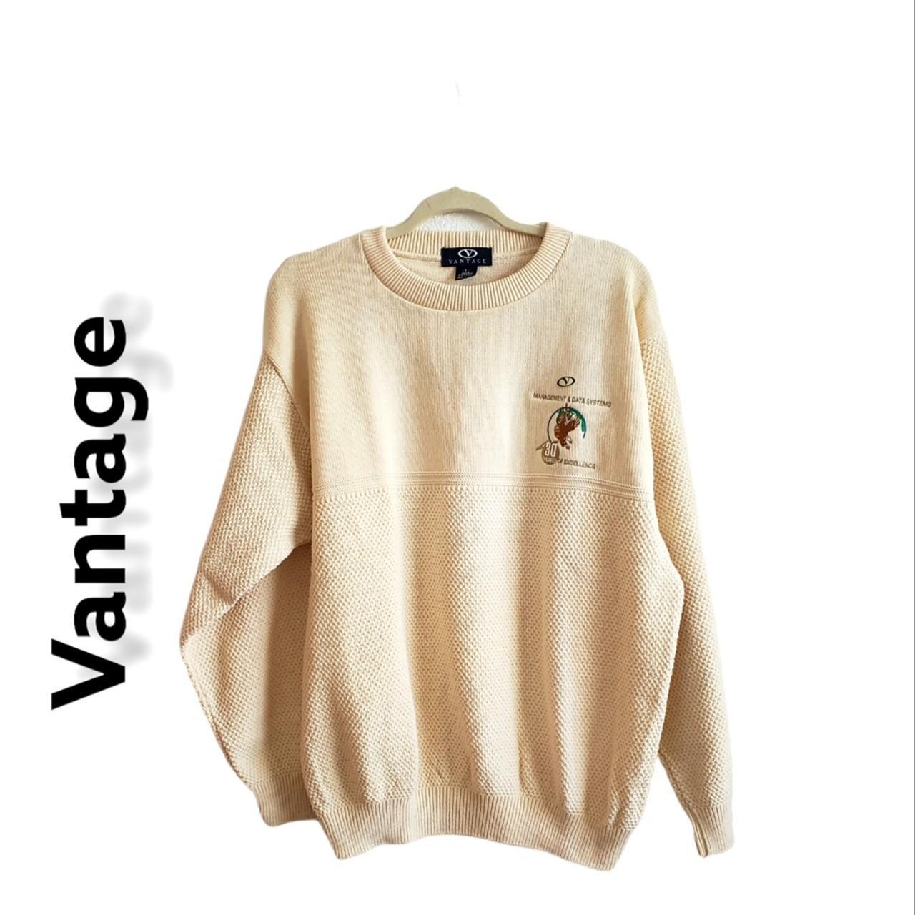 Vantage Mens Cotton Cream Sweater size L made in... Depop