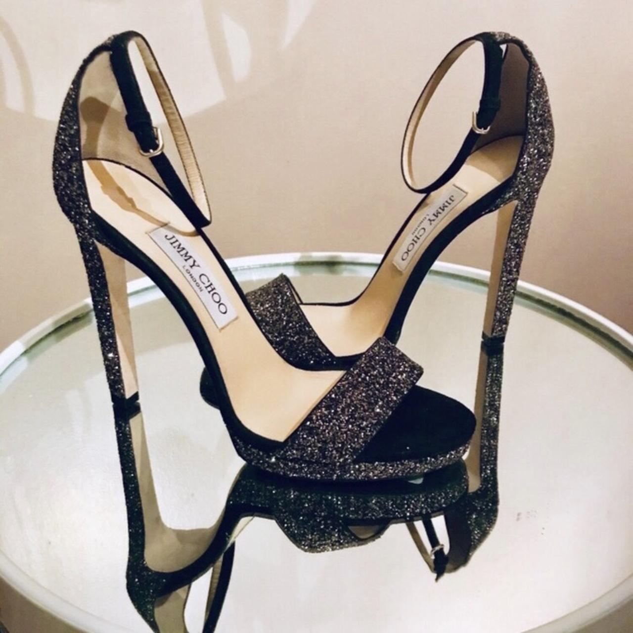 JIMMY CHOO Misty Sandal 120mm Glittered EU Size 39 Depop