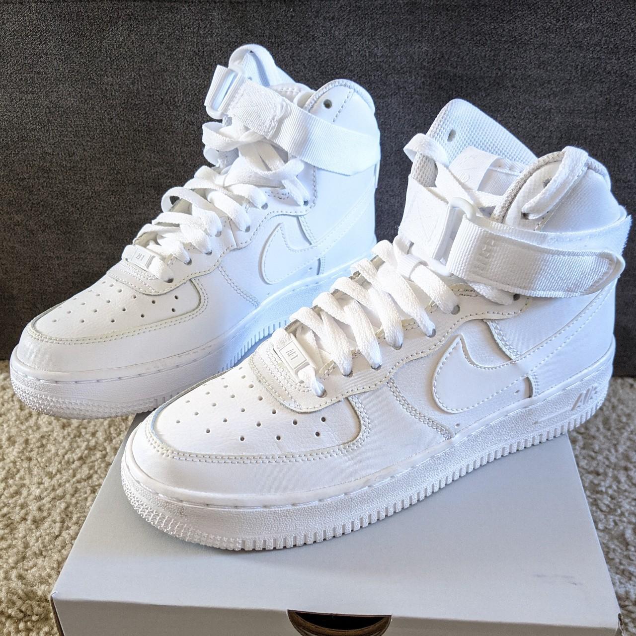 Nike Air Force 1 High Top Triple White 5.5 / 7 women... - Depop