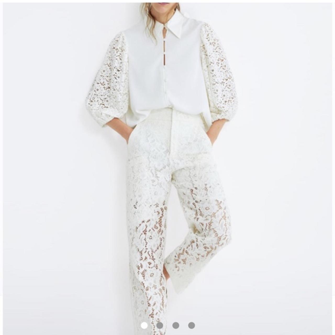 zara white lace pants