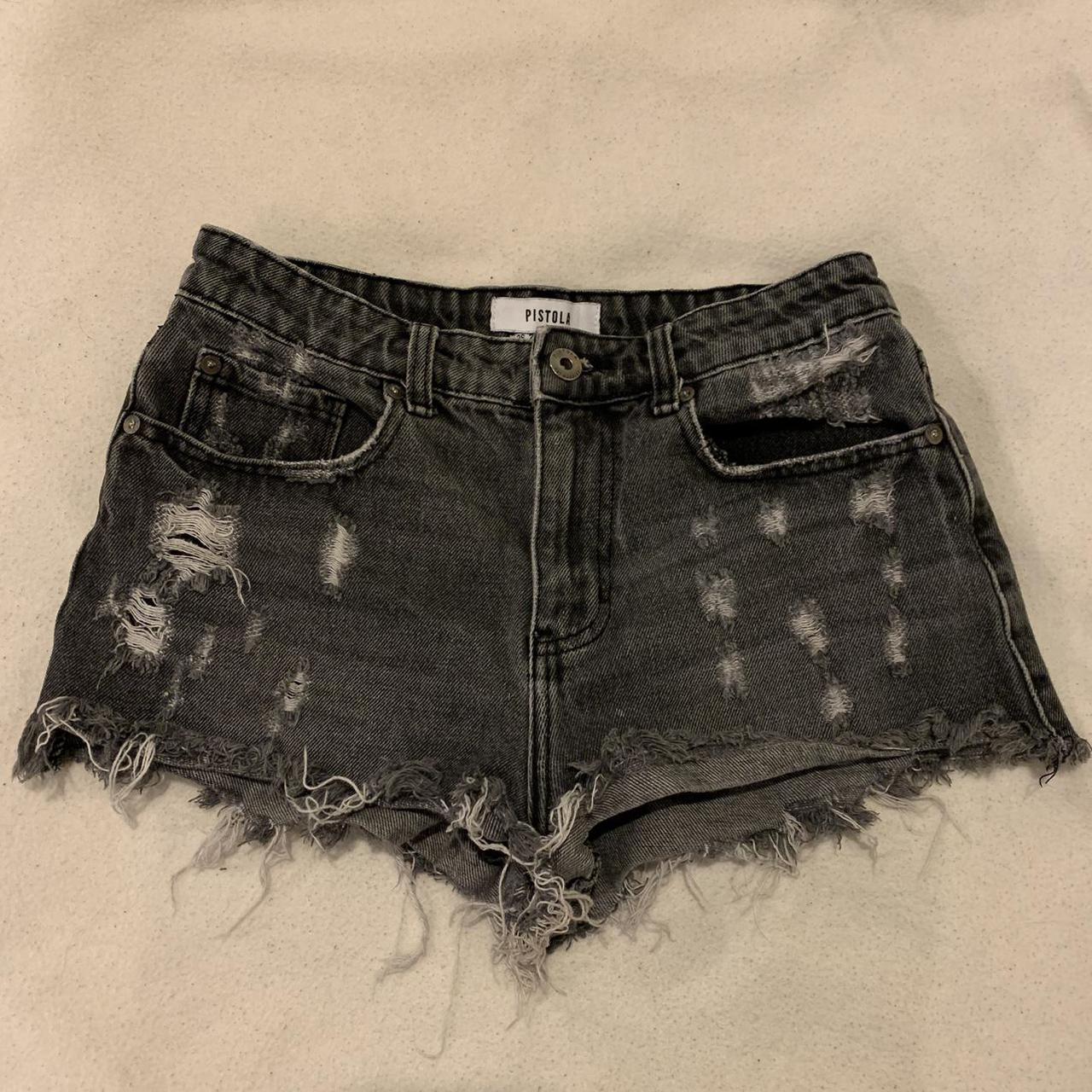 🖤 REVOLVE Pistola black distressed denim shorts... - Depop