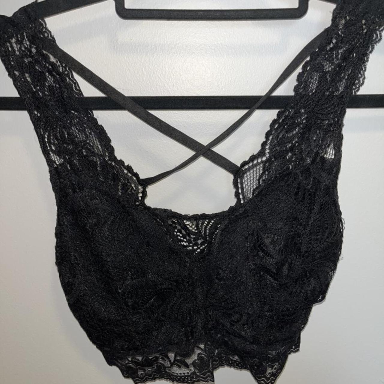 Black lace crossover bralette top Xx Meant to be... - Depop