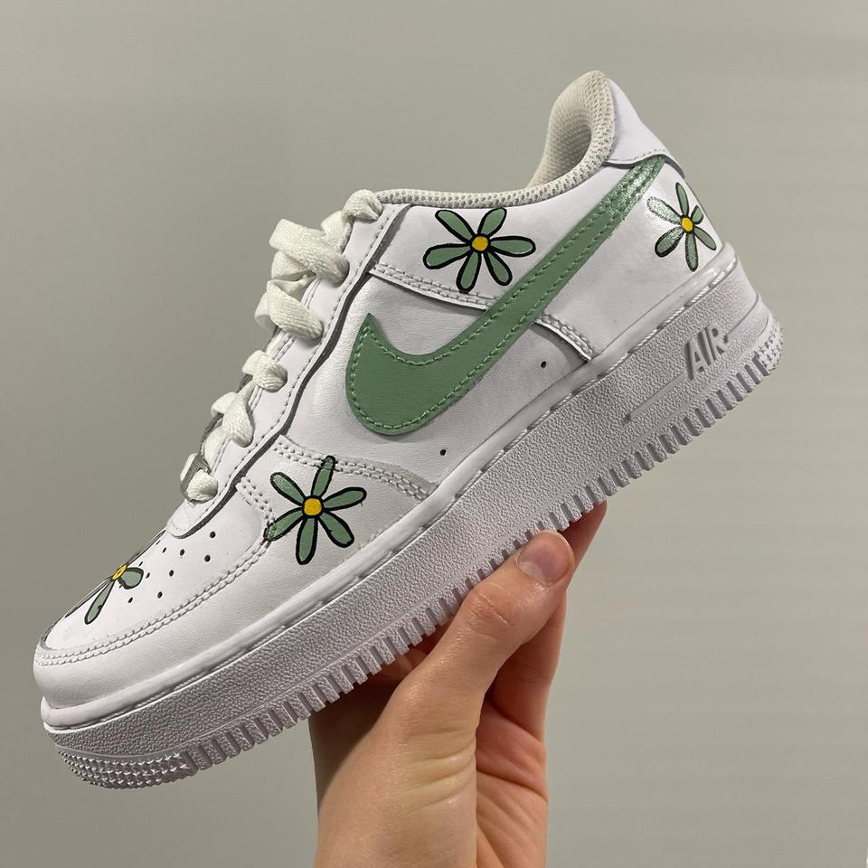 Nike Air Force Custom Pink Smiley Flower Sneaker Depop