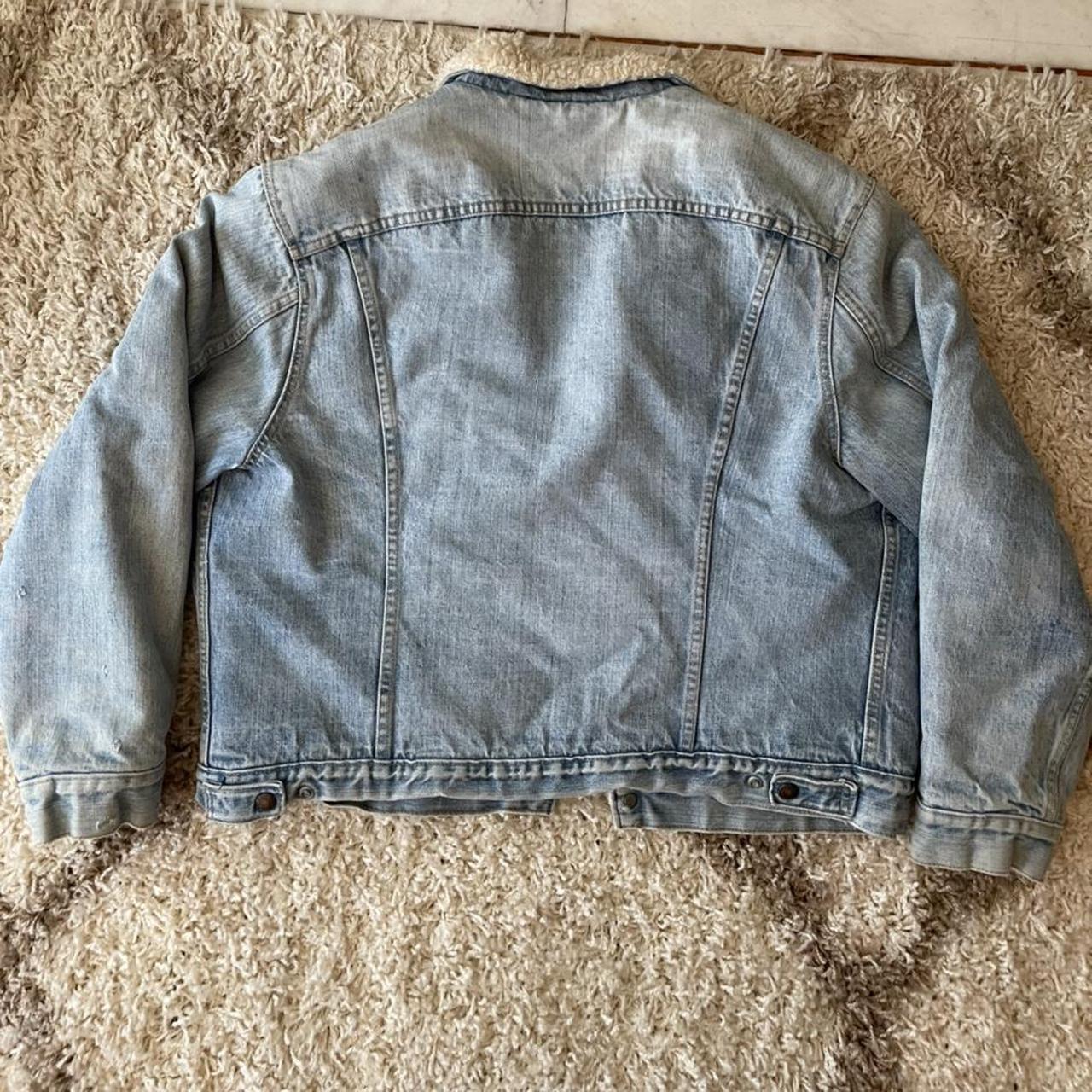 Vintage Levi Strauss light wash sherpa jean jacket!... - Depop