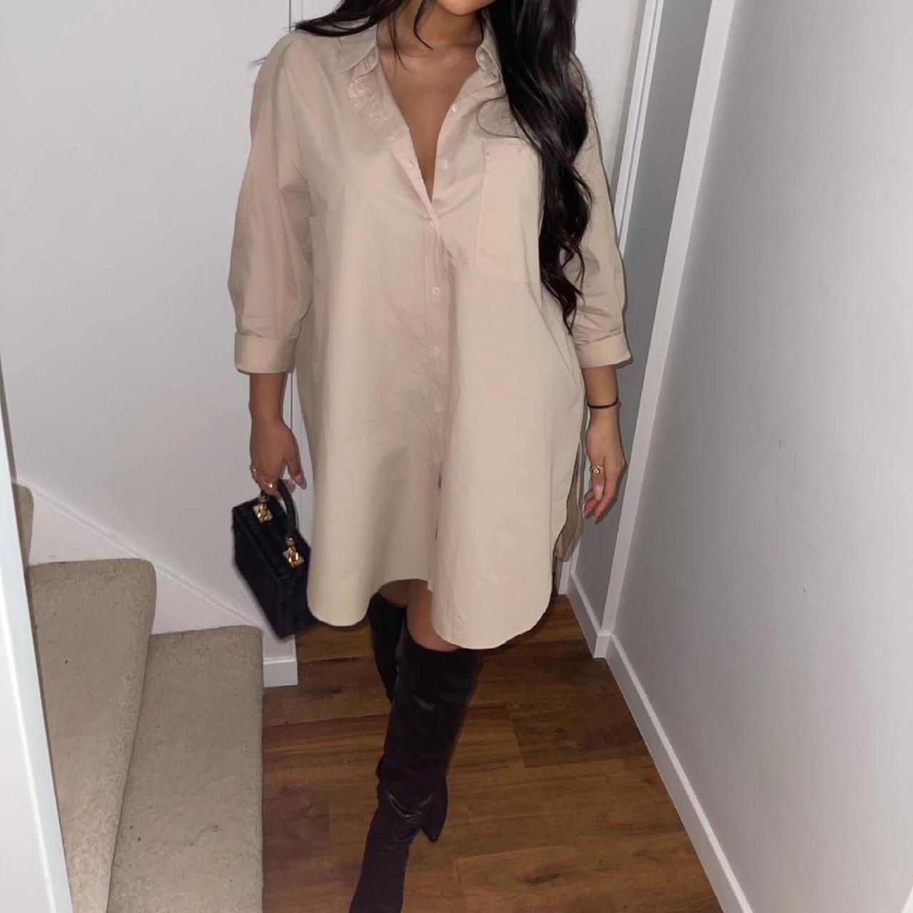 zara nude shirt dress