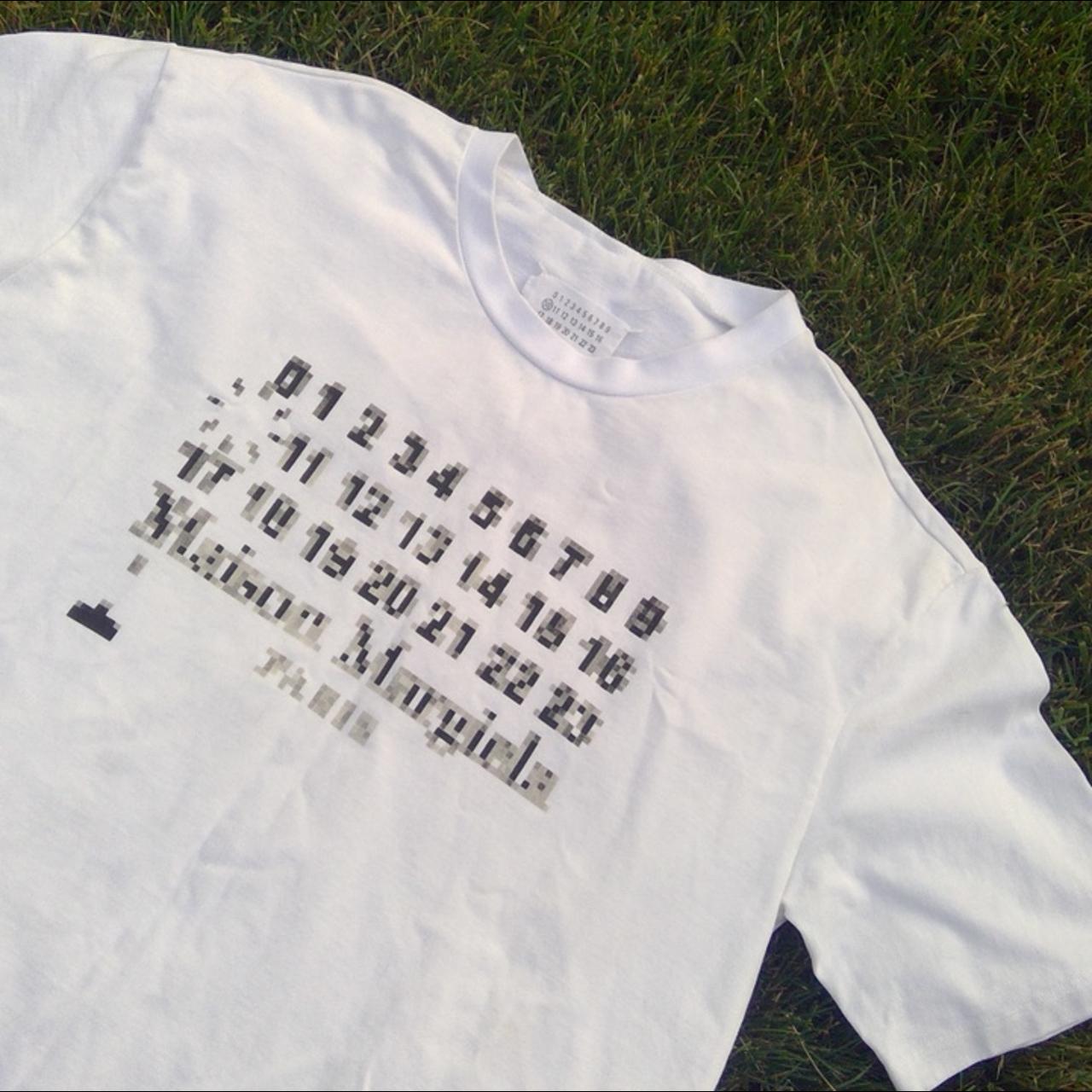 ■MM6 Maison Margiela■ Pixel Logo Short Sleeve T-Shirt Whit Maison Margiela Pixel Logo Oversized | Depop