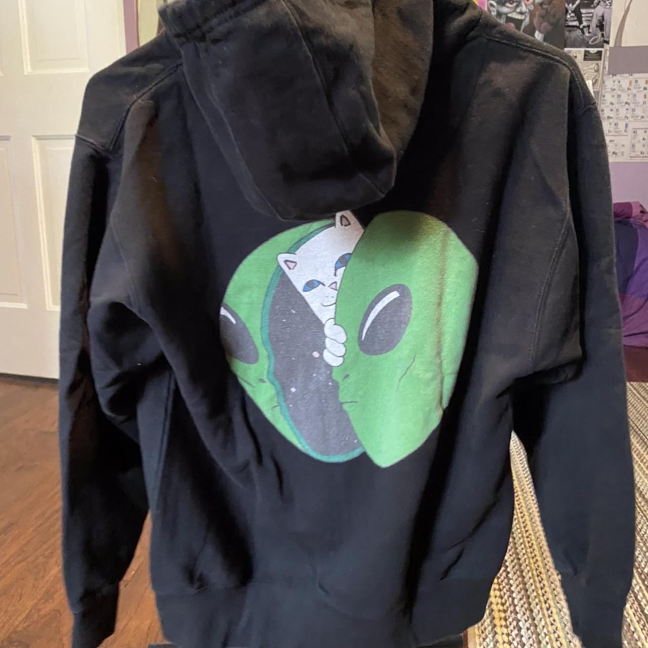 Black ALIEN Hoodie Size: Small - Depop