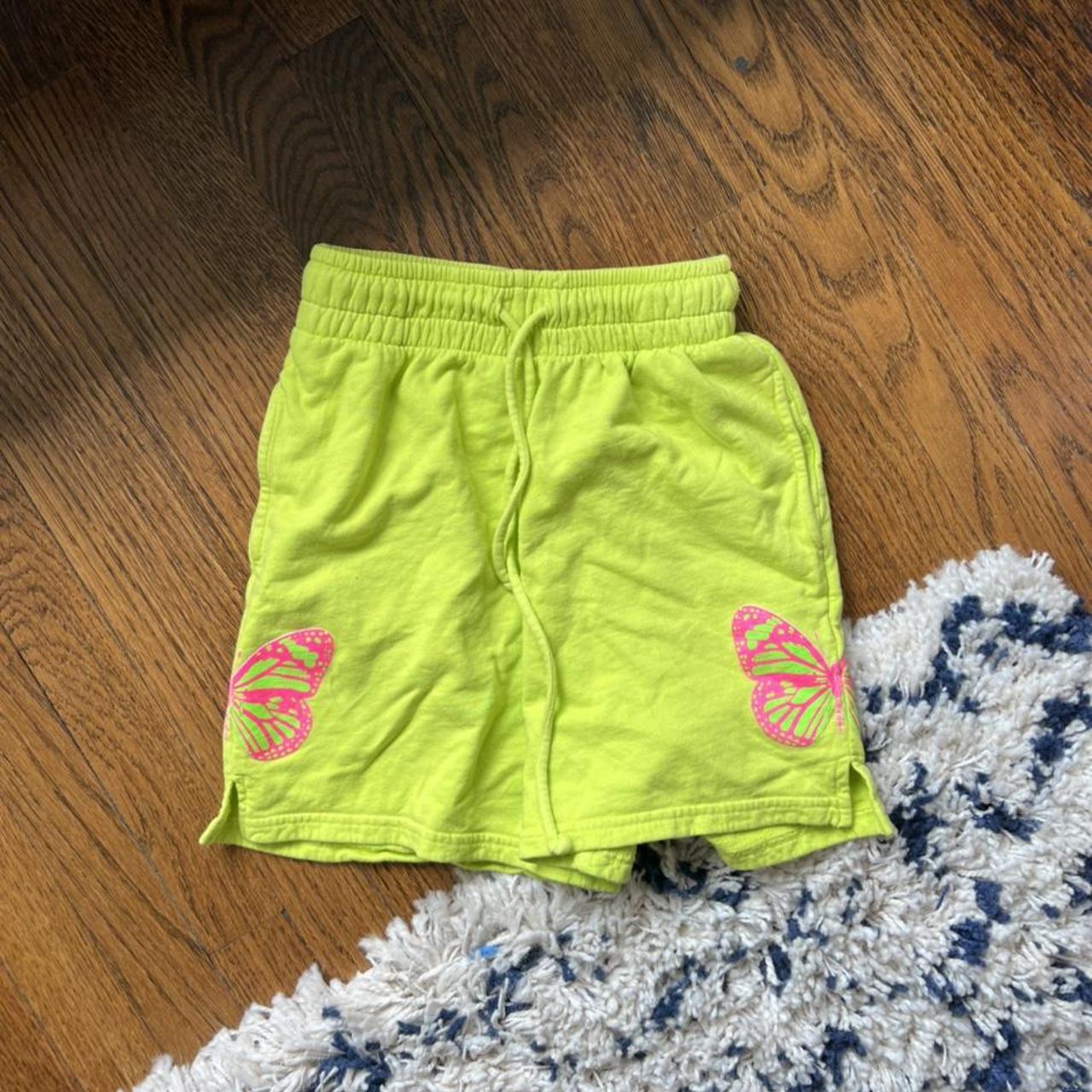 Triangl Women's Green and Pink Shorts | Depop
