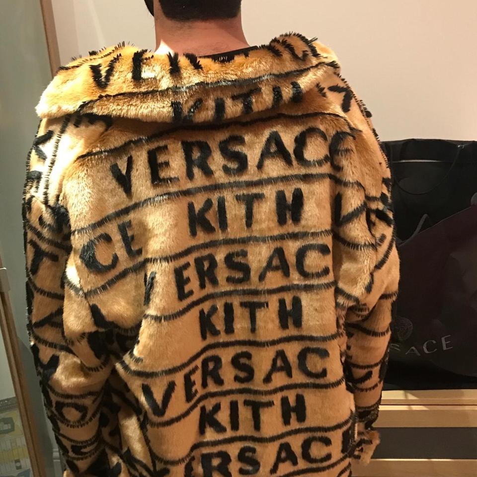 kith x versace fur coaches jacket brown