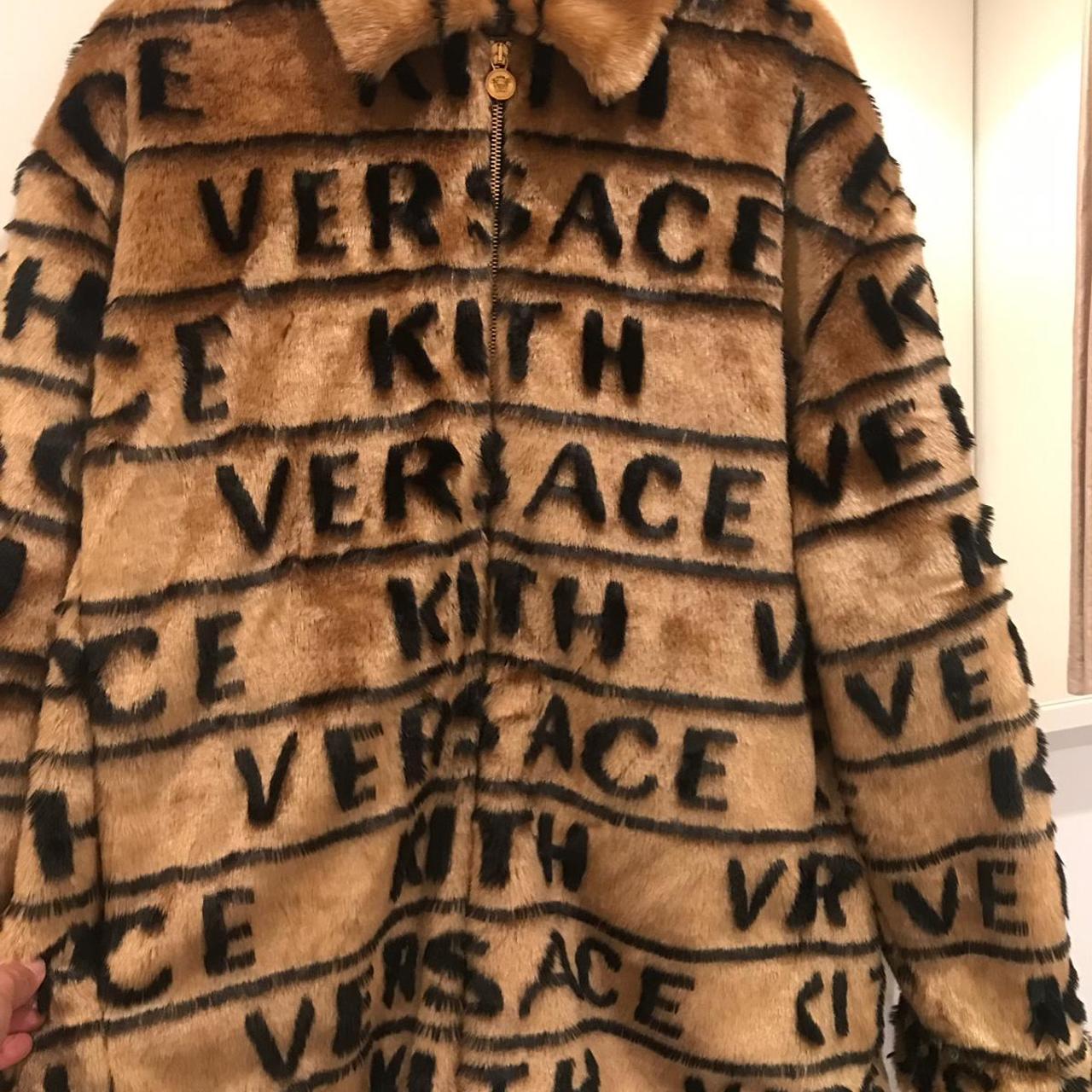 kith x versace fur coaches jacket brown