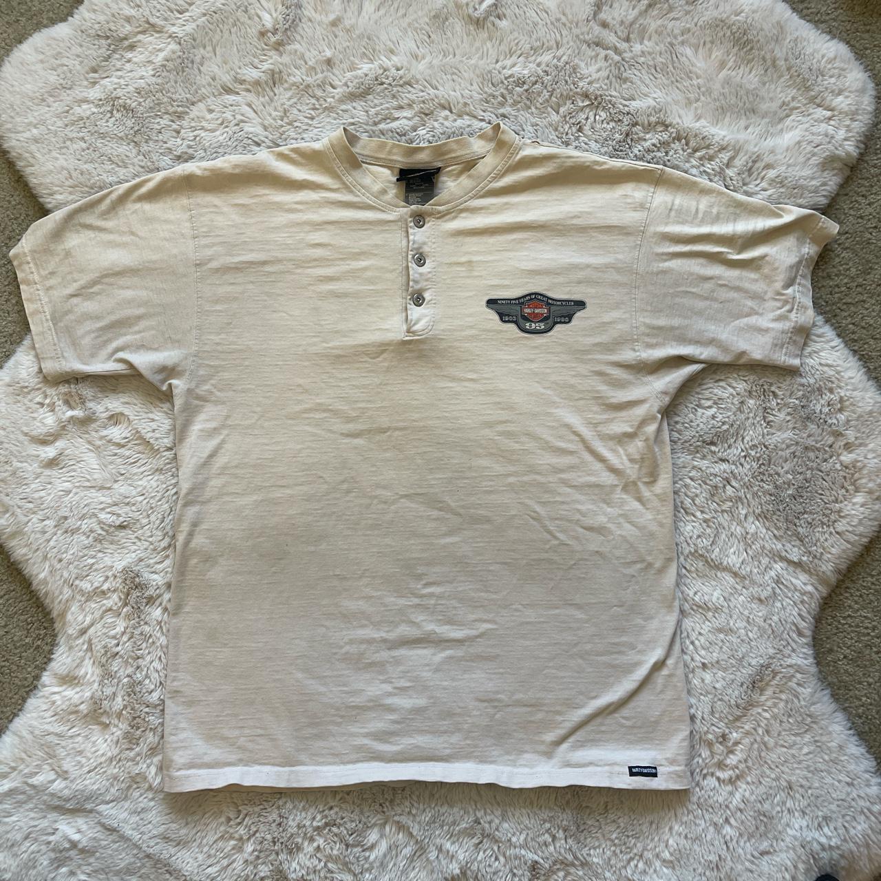 XL Harley Davidson T-Shirt. 1998. Henley style... - Depop