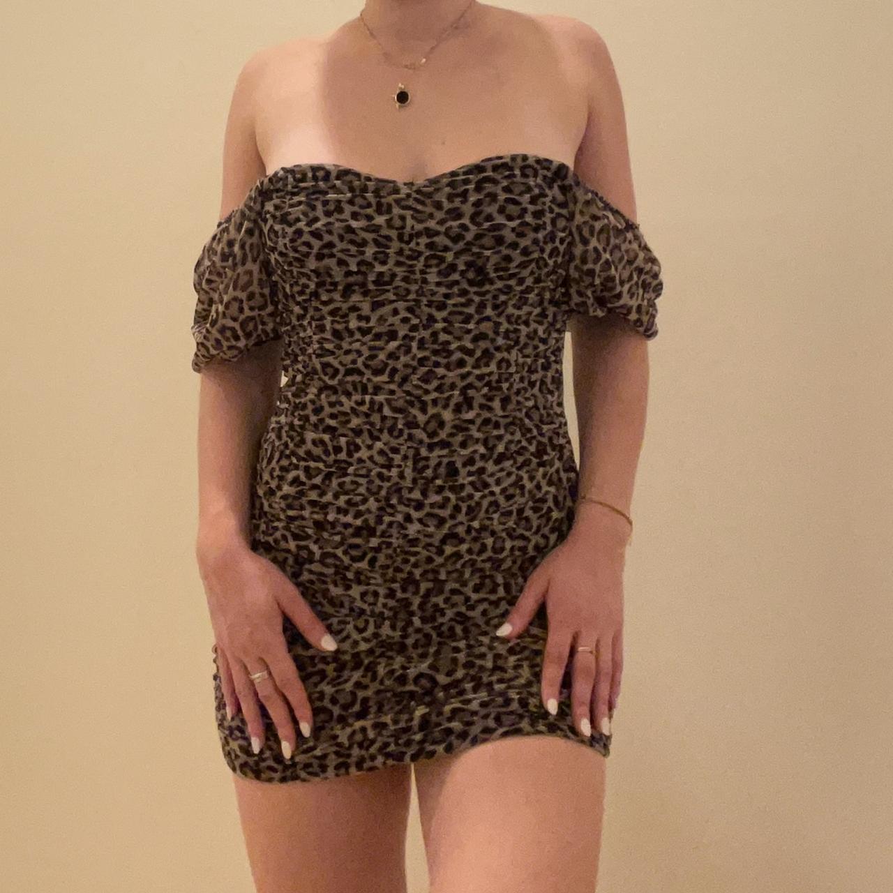 The Cutest Cheetah Print Ruched Dress Can Be Worn Depop   P0 