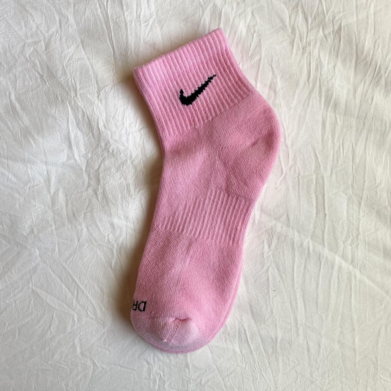 1 pair of solid pastel pink nike quarter ankle... - Depop