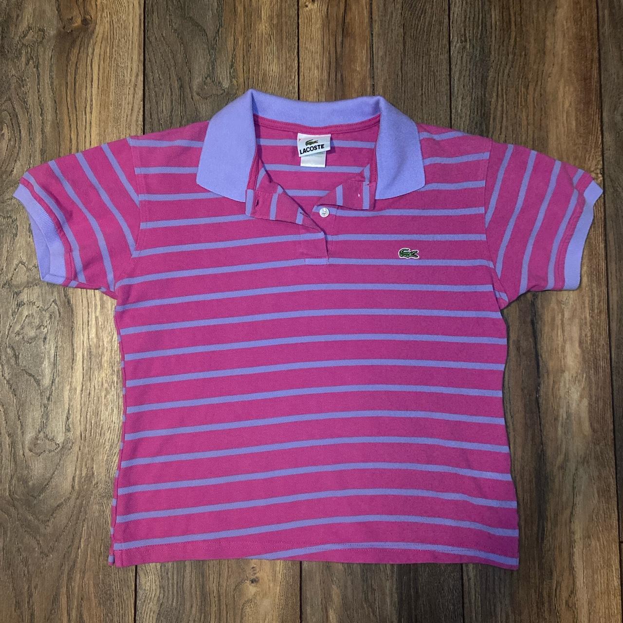 Lacoste Women's Purple and Pink Crop-top | Depop