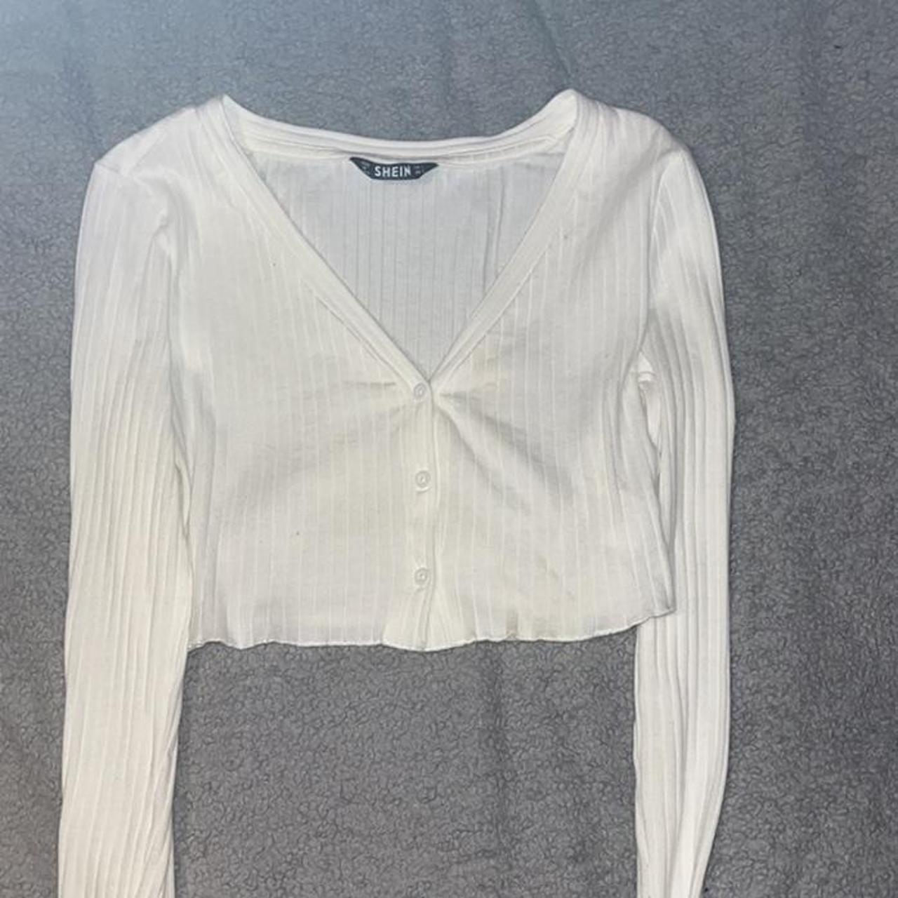 SHEIN Women's White Crop-top | Depop