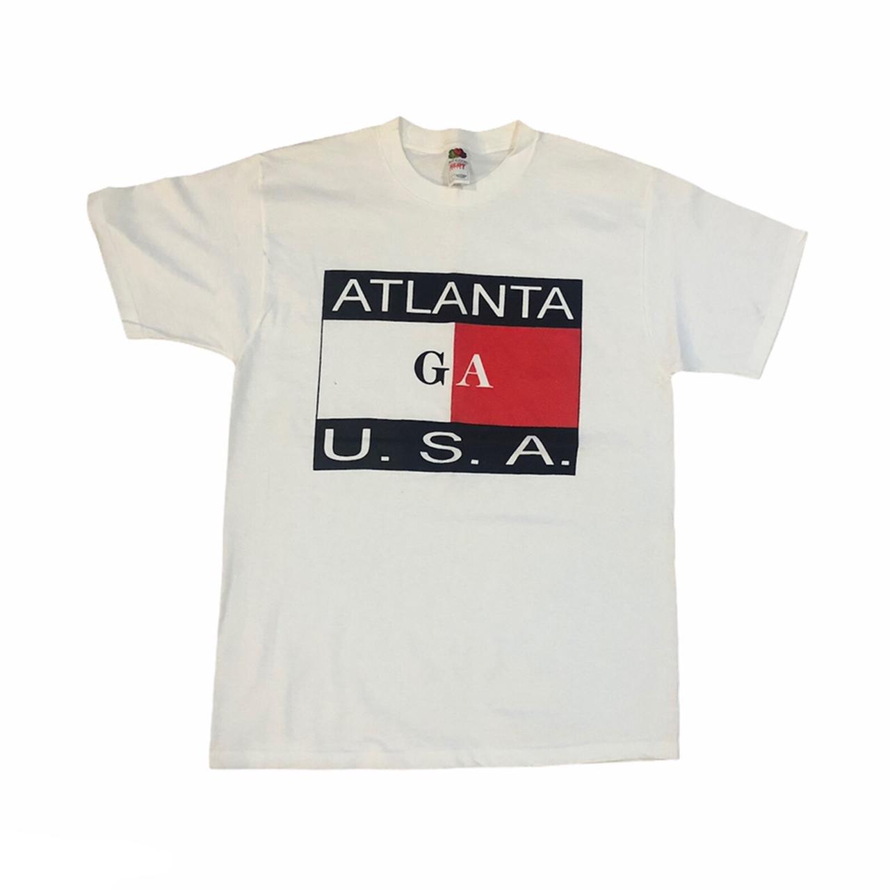 Vintage 2000s Atlanta Ga Tee Y2K Spellout Flag Tag:... - Depop