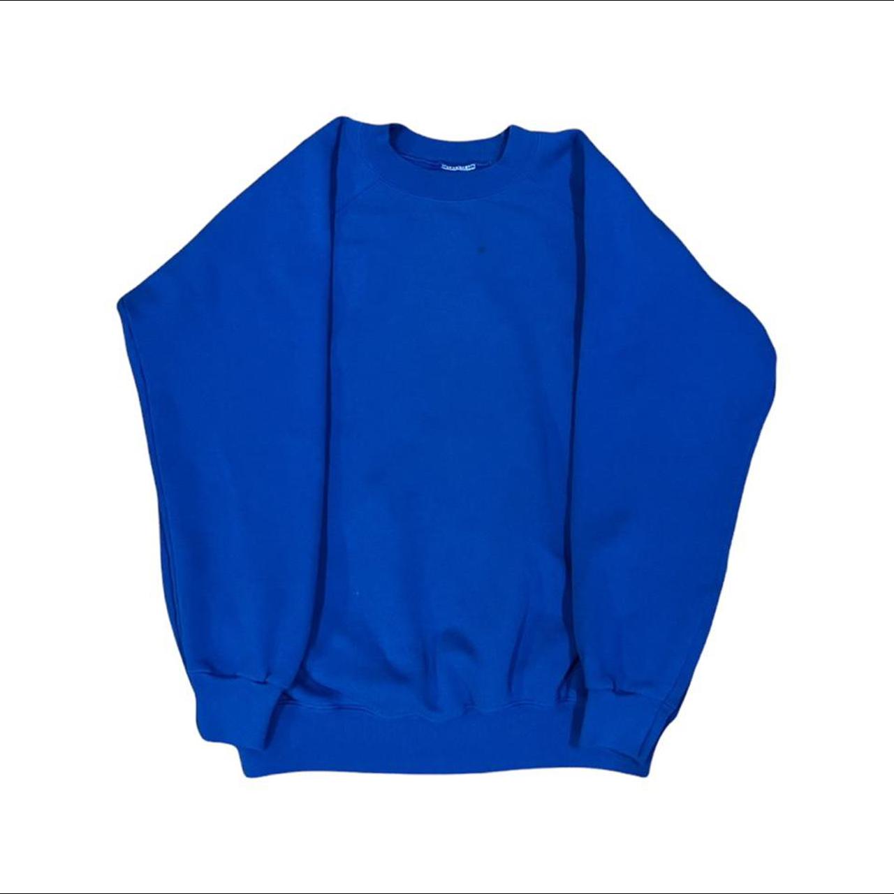 Vintage Blue Blank Crewneck Sweatshirt... - Depop