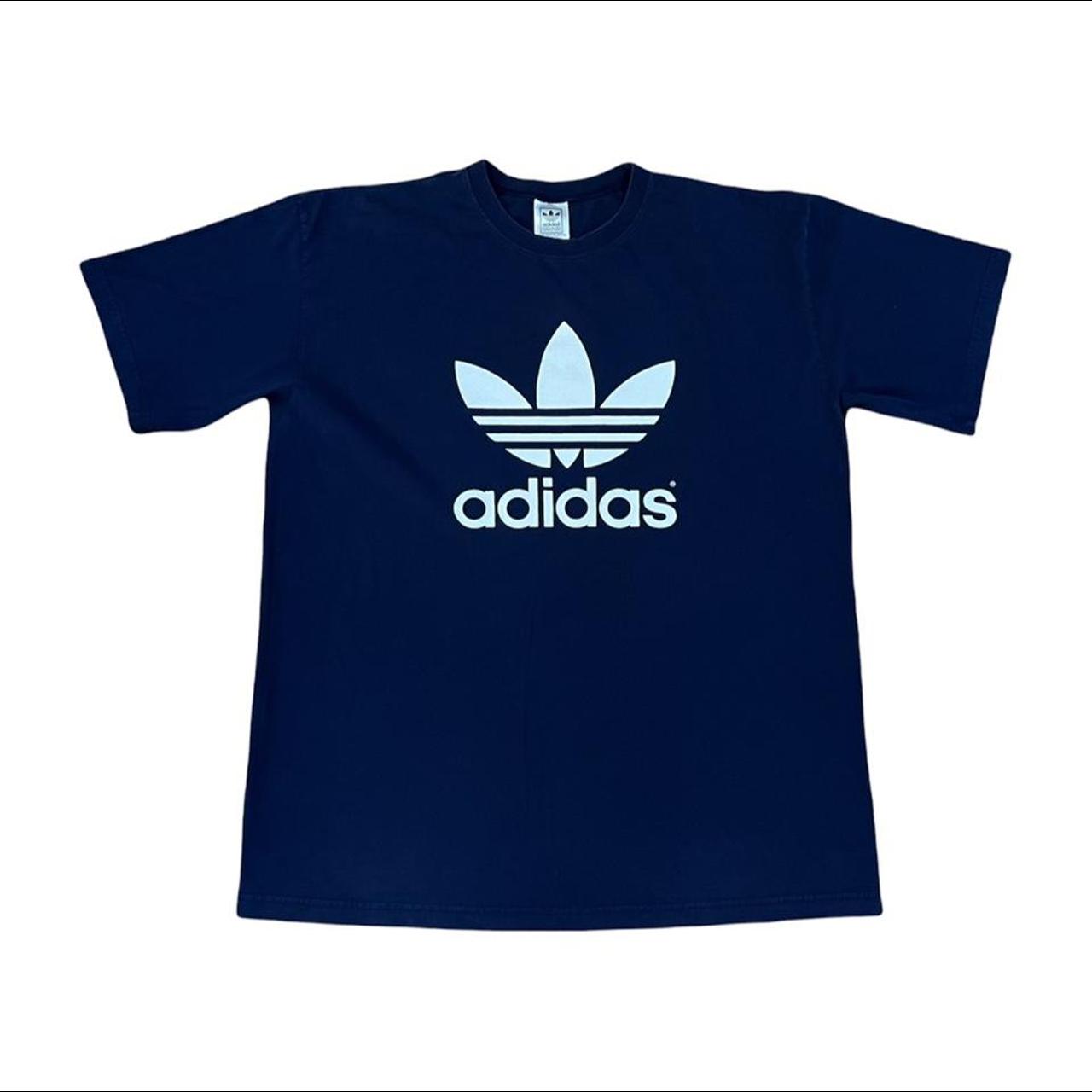 Vintage Adidas Big Logo Trefoil Shirt Double... - Depop