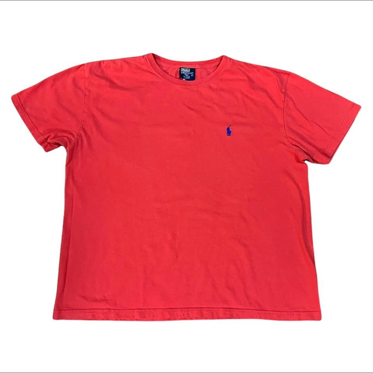 Ralph Lauren Men's Pink and Orange Tshirt Depop