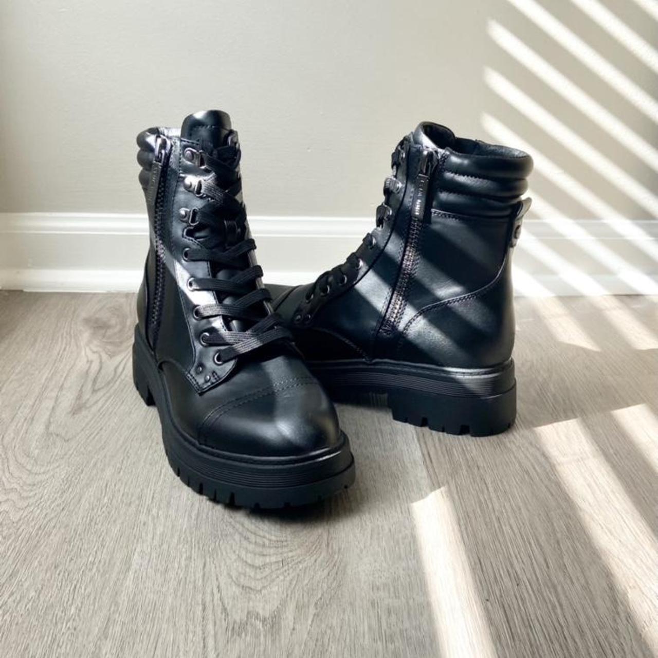 Black Nine West Combat Boot - brand new, never been... - Depop