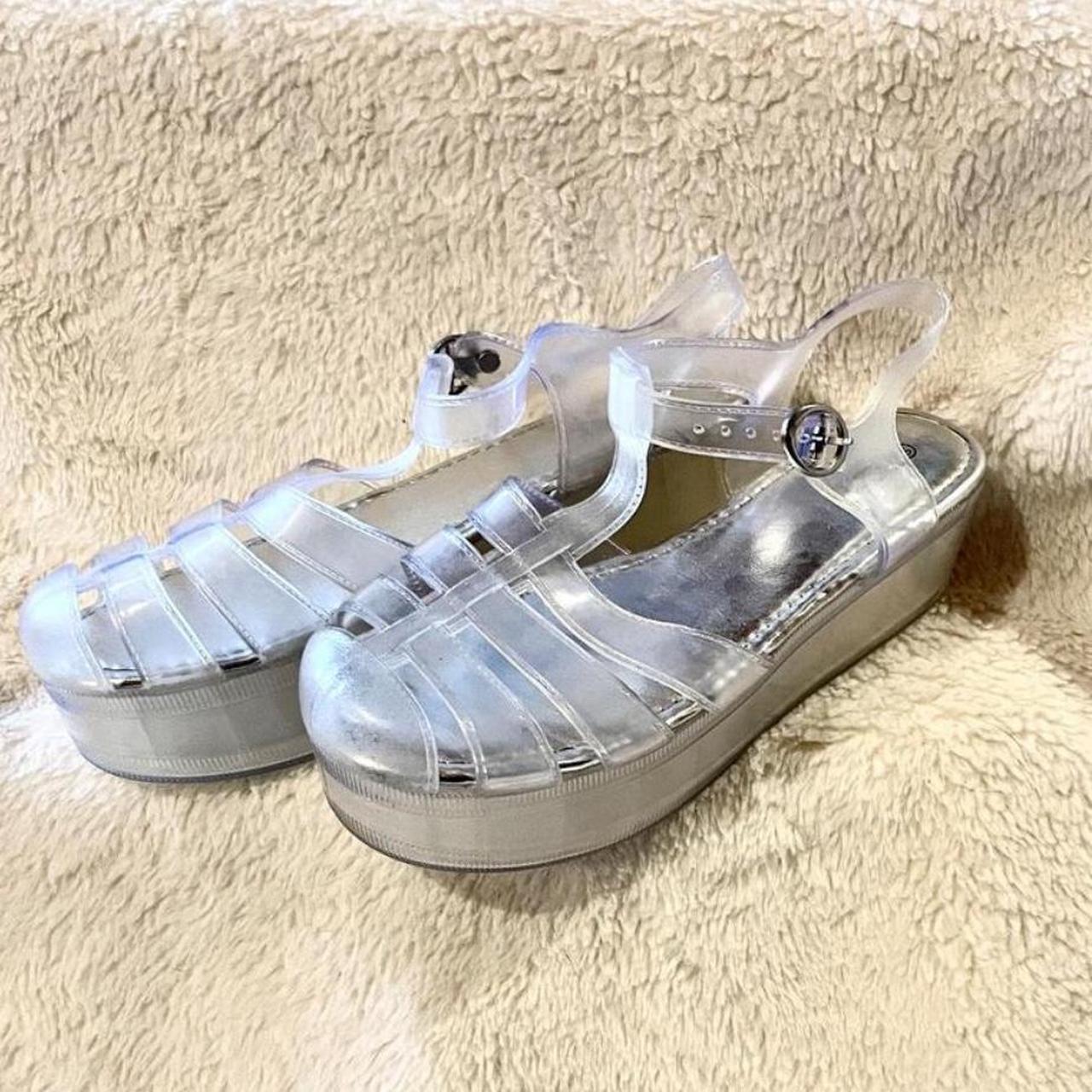 Vintage rare y2k platform clear jelly sandals NO Depop