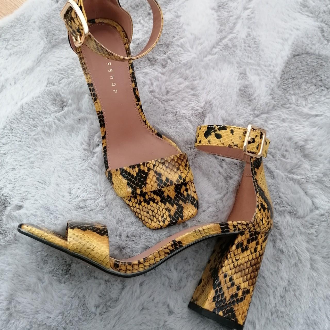 Yellow snake sale print heels