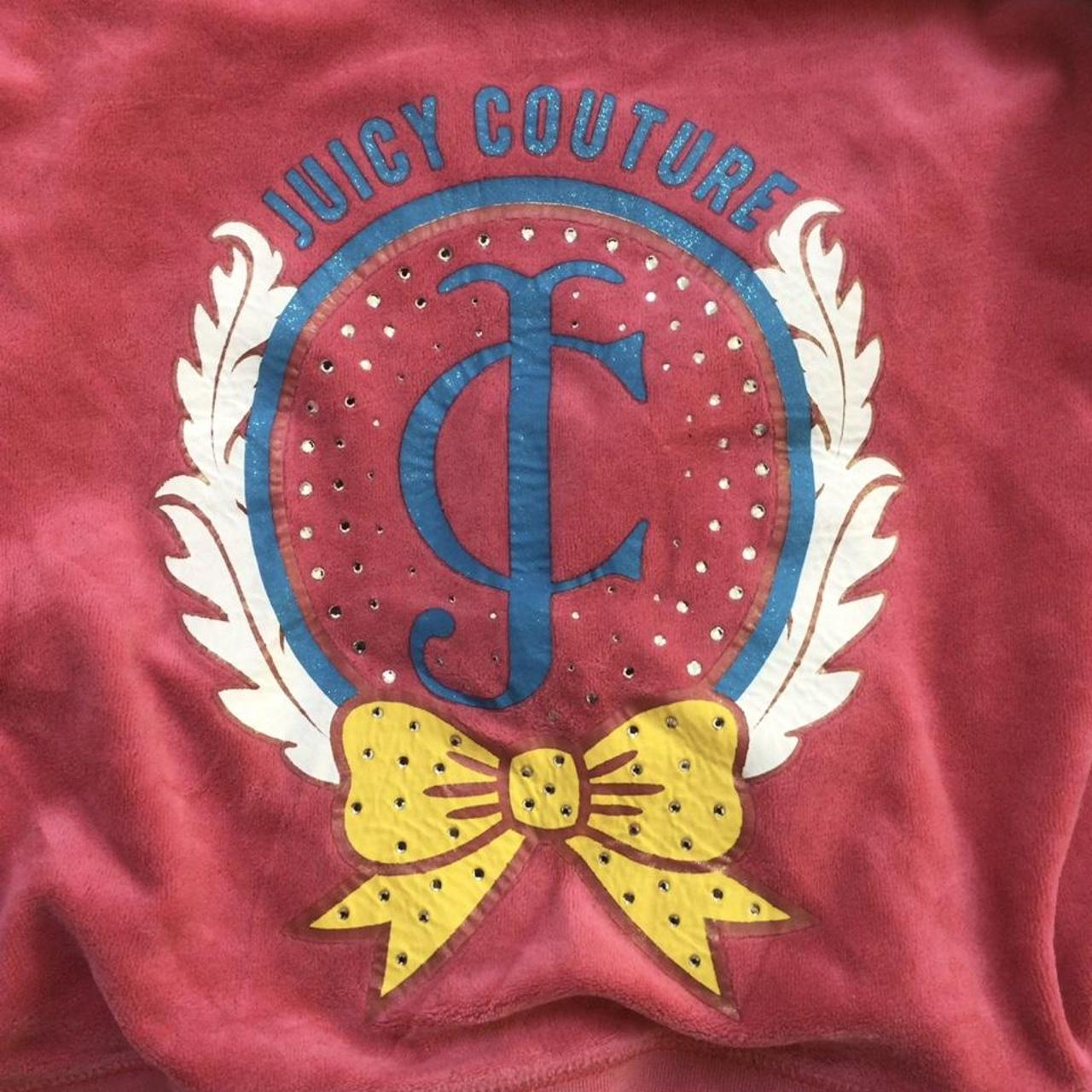 Pink juicy couture zip up, old style hoodie, design... - Depop