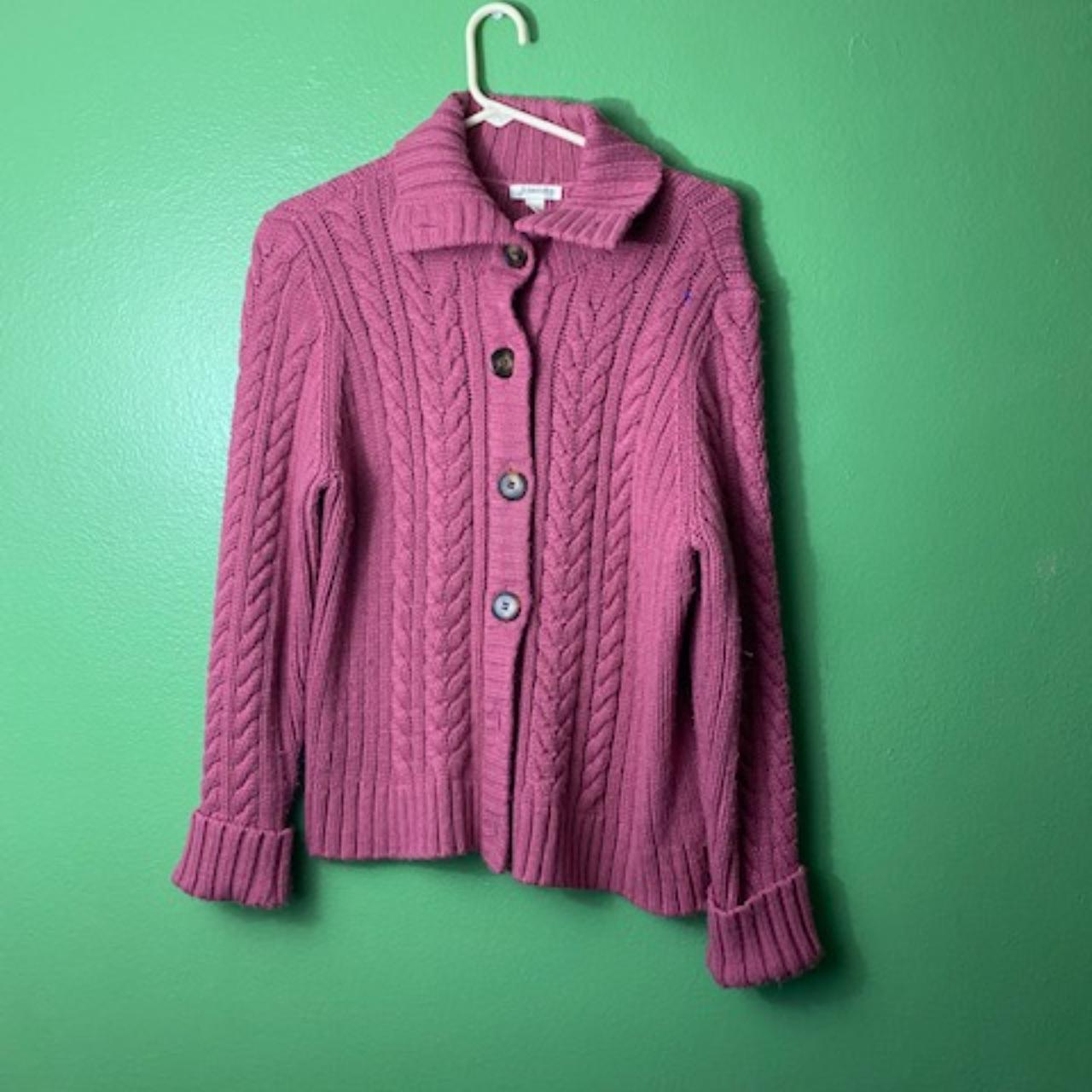 chunky pink cardigan sweater