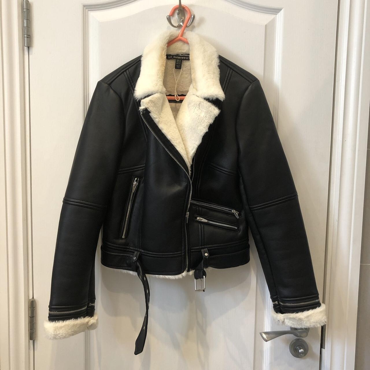 Zara faux fur faux leather biker