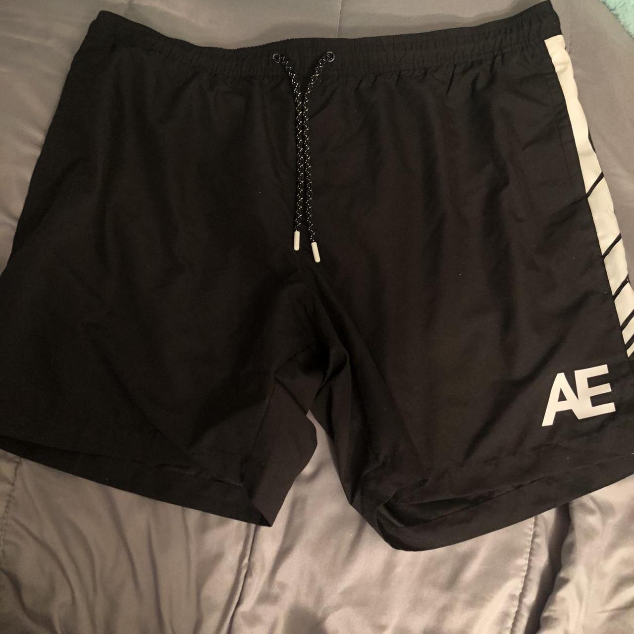 American Eagle Outfitters Men's White and Black Swimbriefsshorts Depop