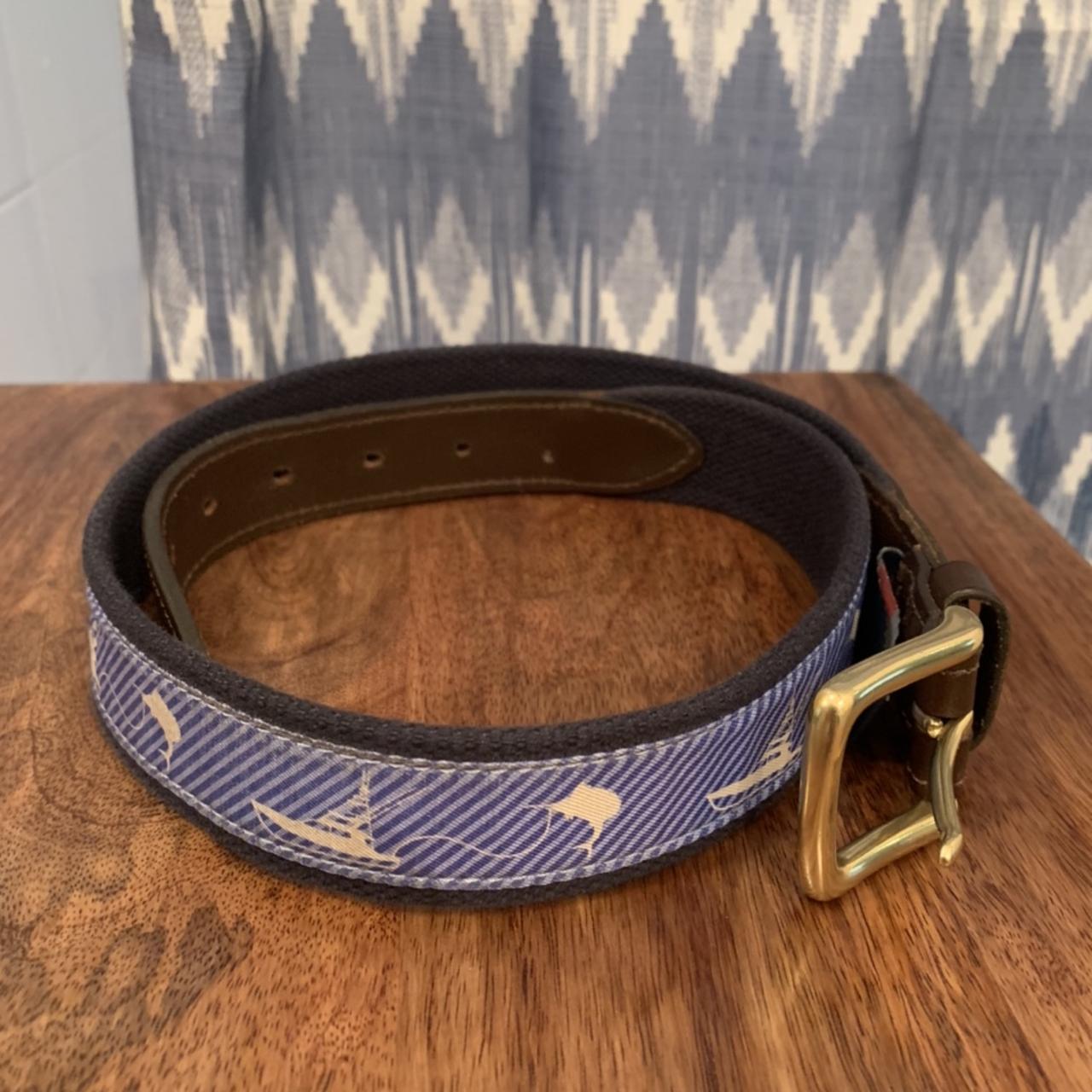 Vineyard Vines leather and cotton belt. Brown... - Depop